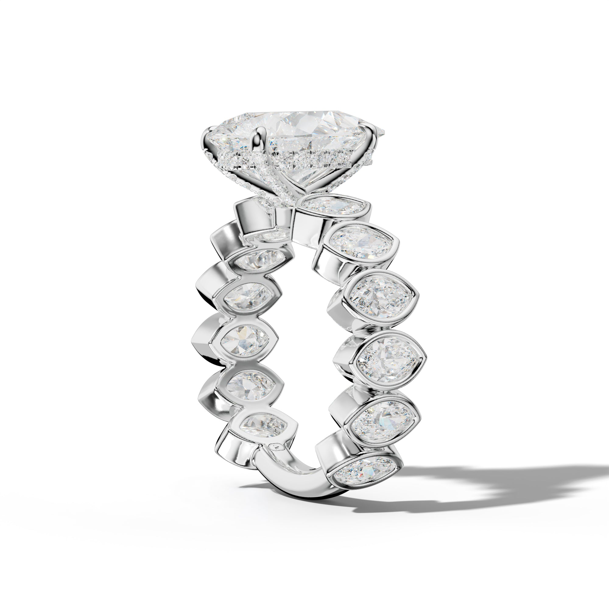 Riley Pear Shape Engagement Ring With Marquise Side Stones