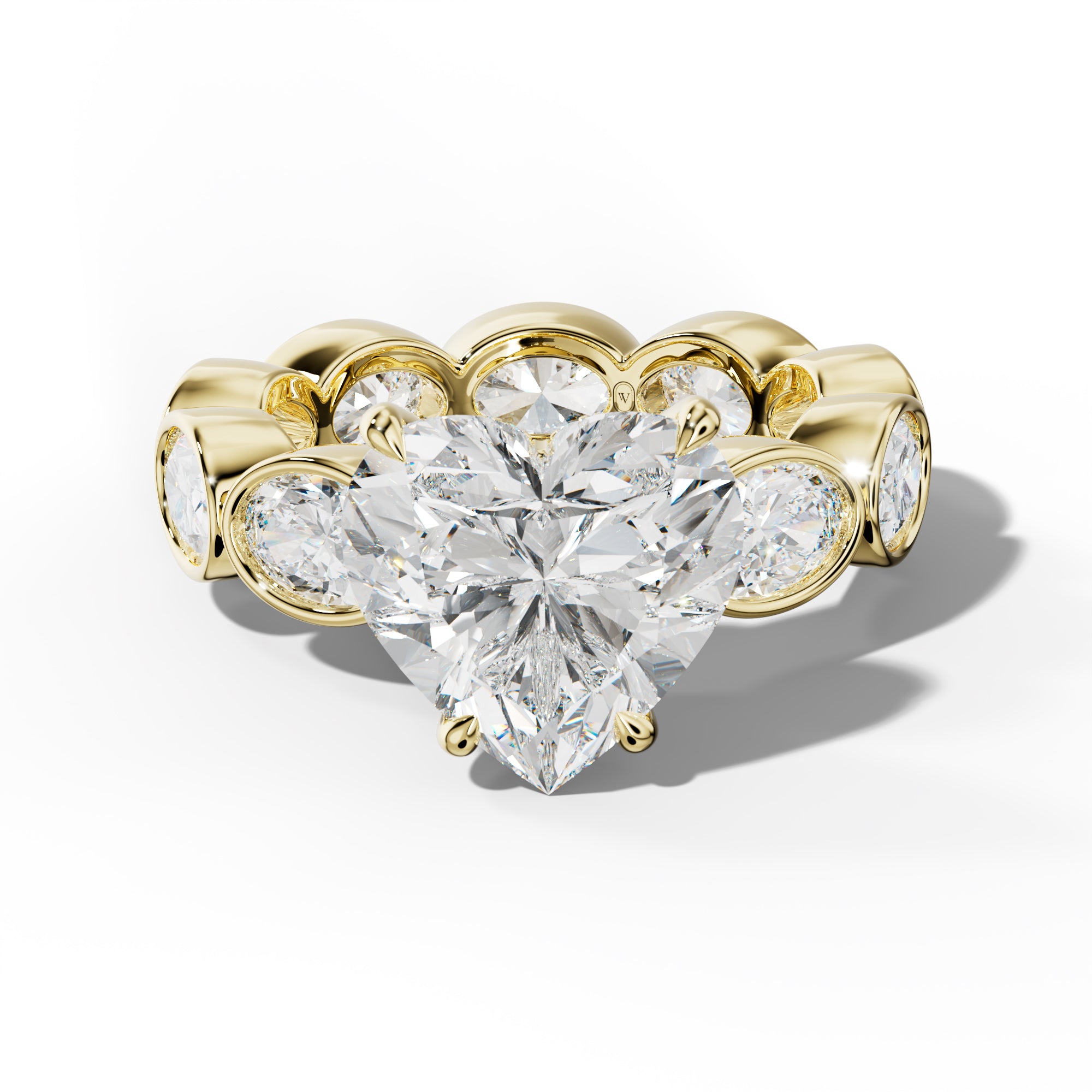 Veda Heart Diamond Engagement Ring With East West Oval Side Stones