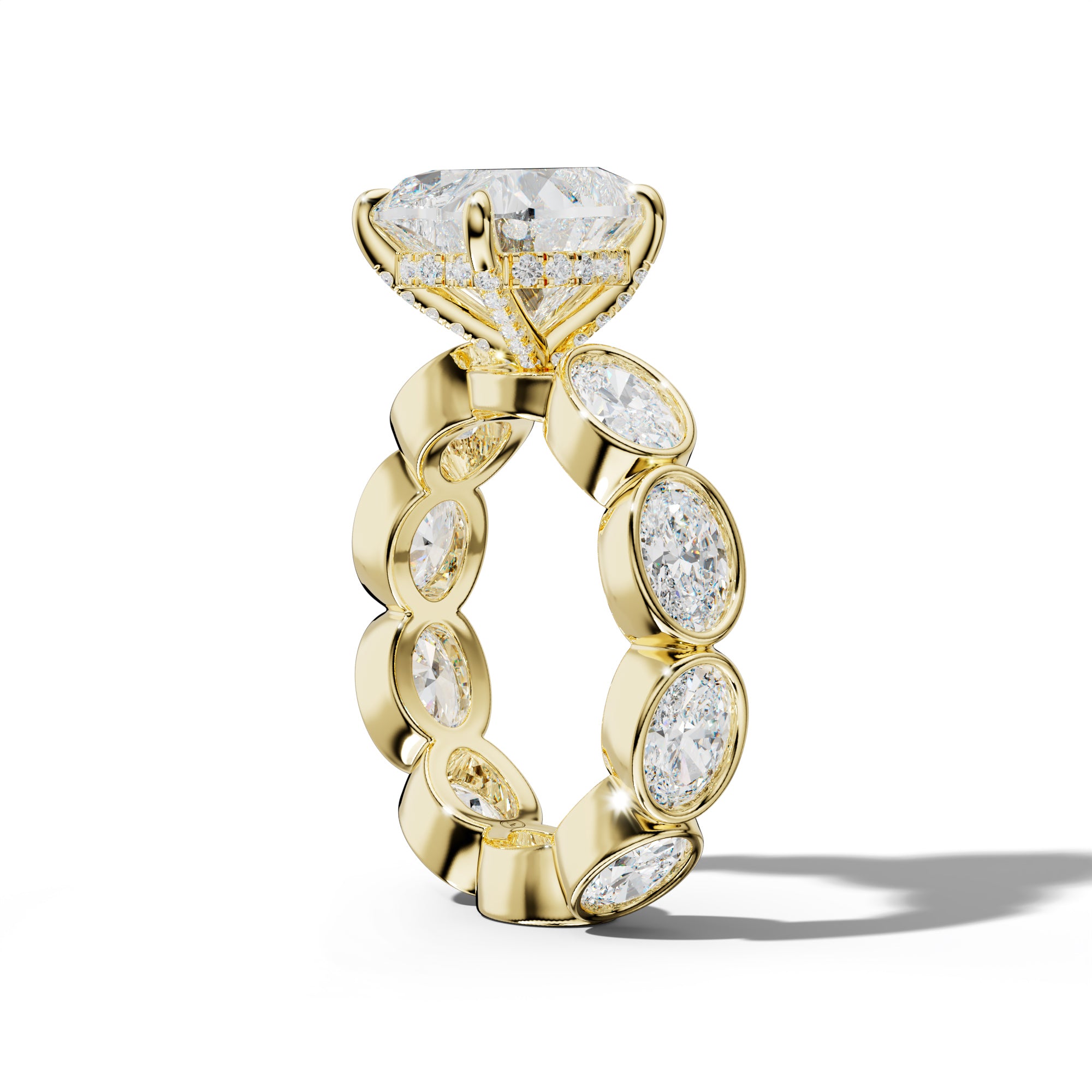 Veda Heart Diamond Engagement Ring With East West Oval Side Stones