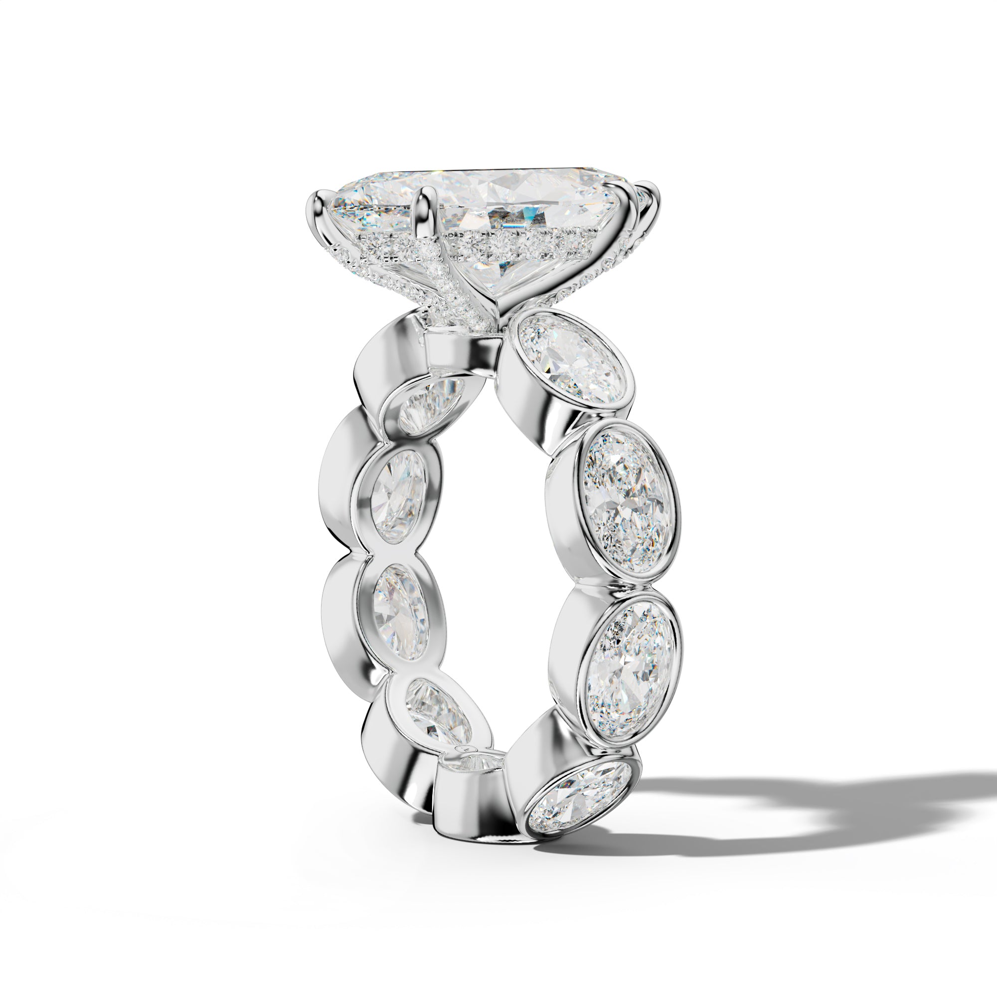 Veda Marquise Diamond Engagement Ring With East West Oval Side Stones