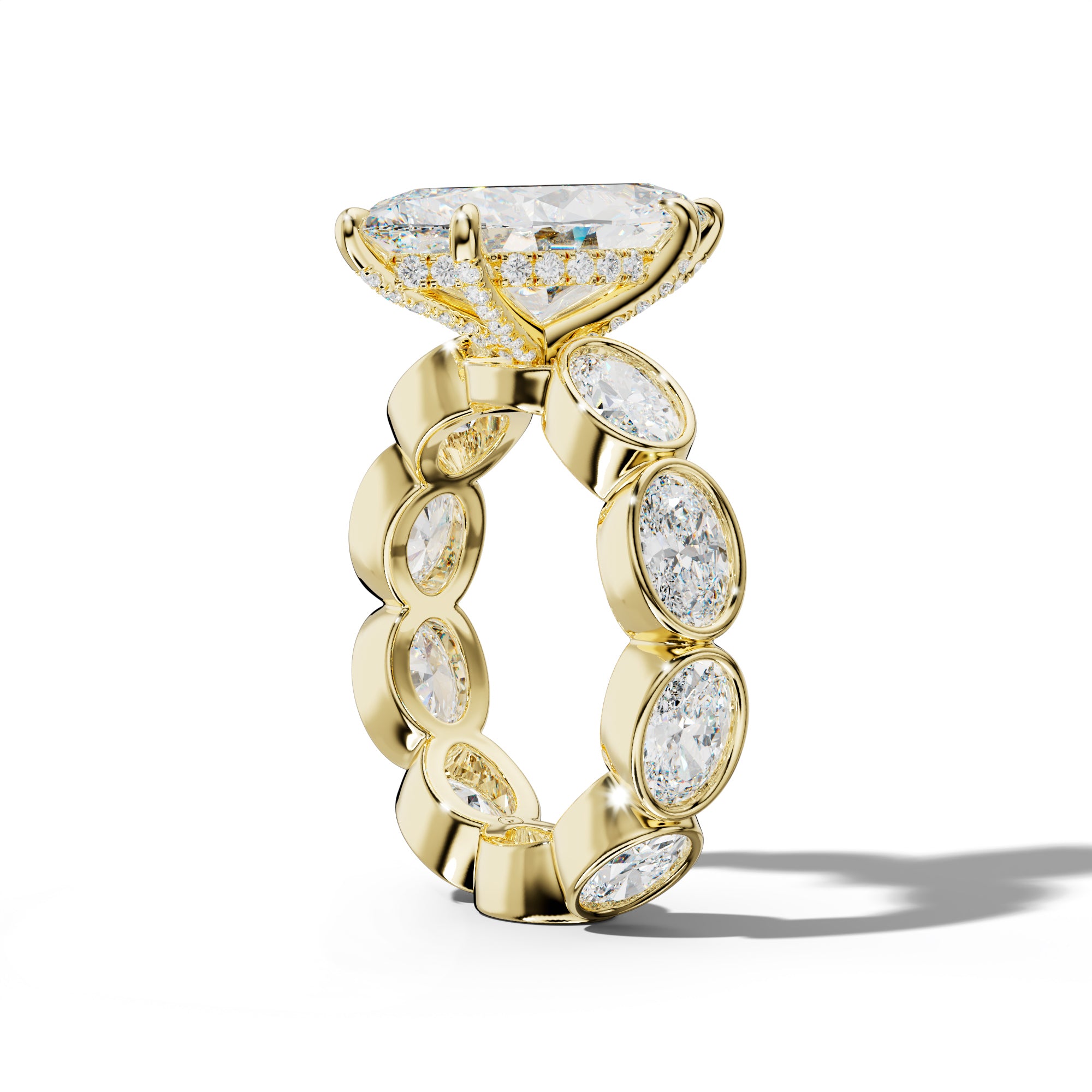 Veda Marquise Diamond Engagement Ring With East West Oval Side Stones