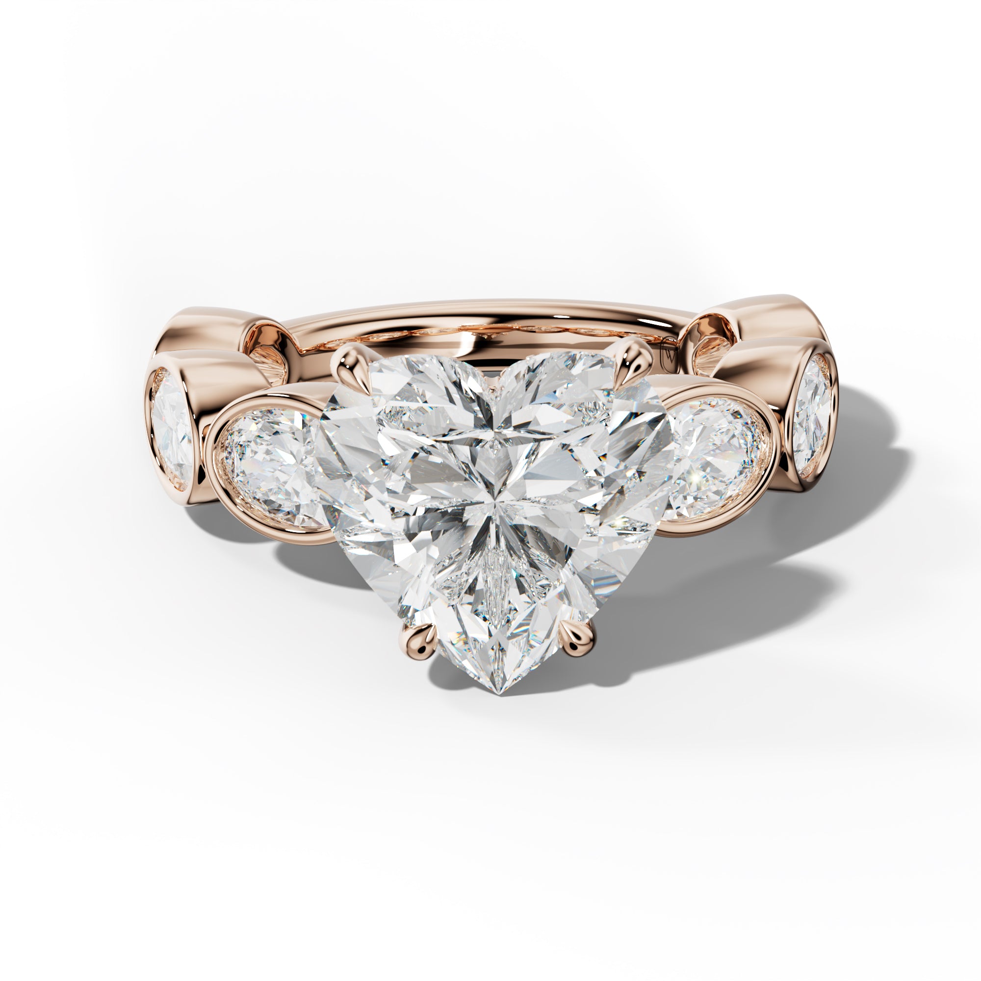 Leilani Heart Diamond Engagement Ring With East West Oval Side Stones