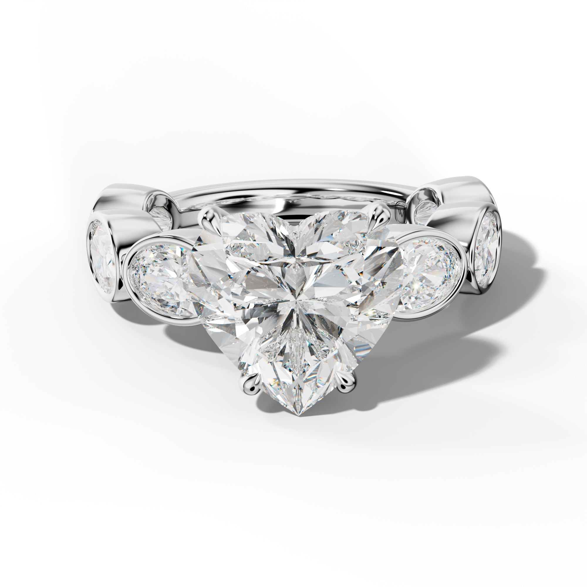Leilani Heart Diamond Engagement Ring With East West Oval Side Stones