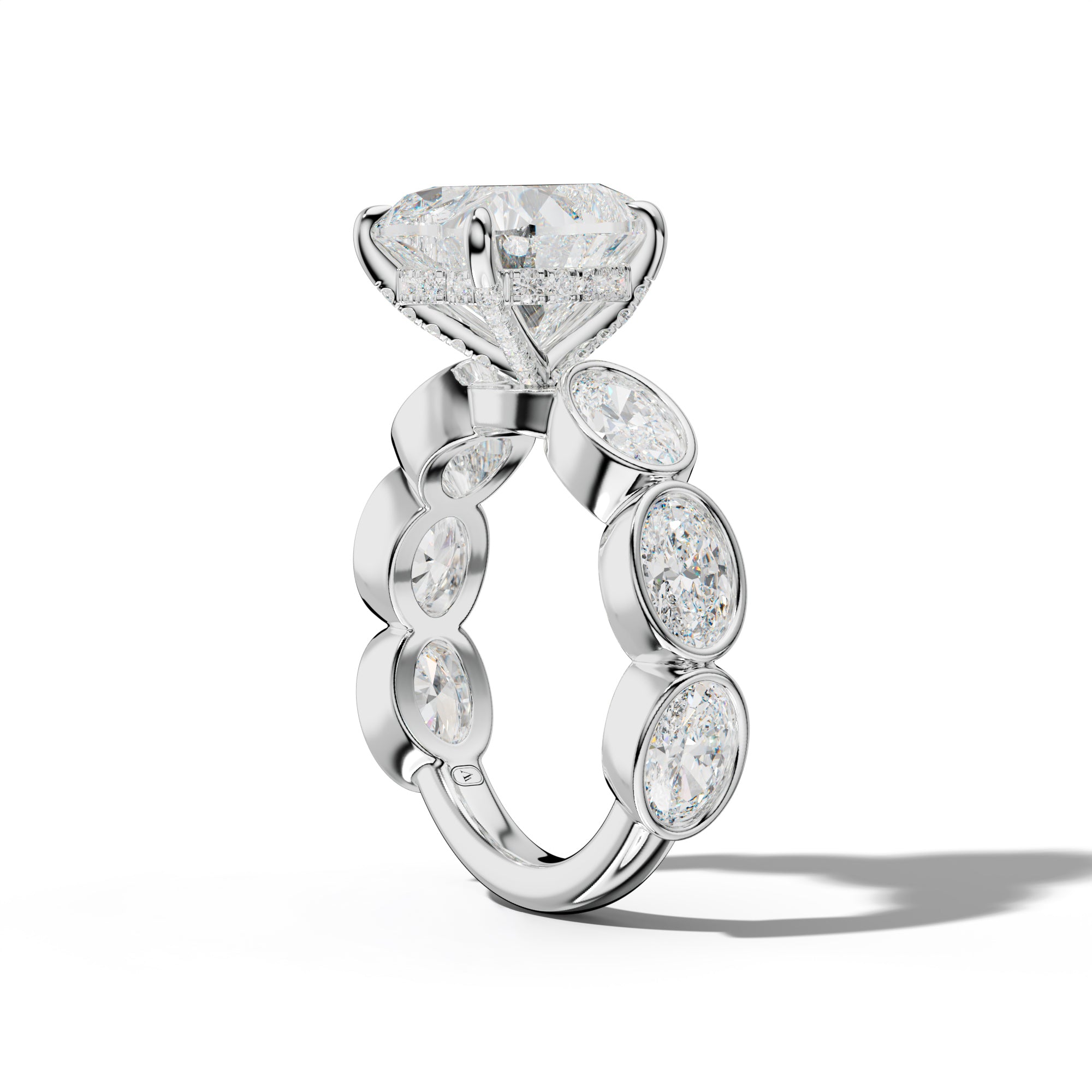 Leilani Heart Diamond Engagement Ring With East West Oval Side Stones