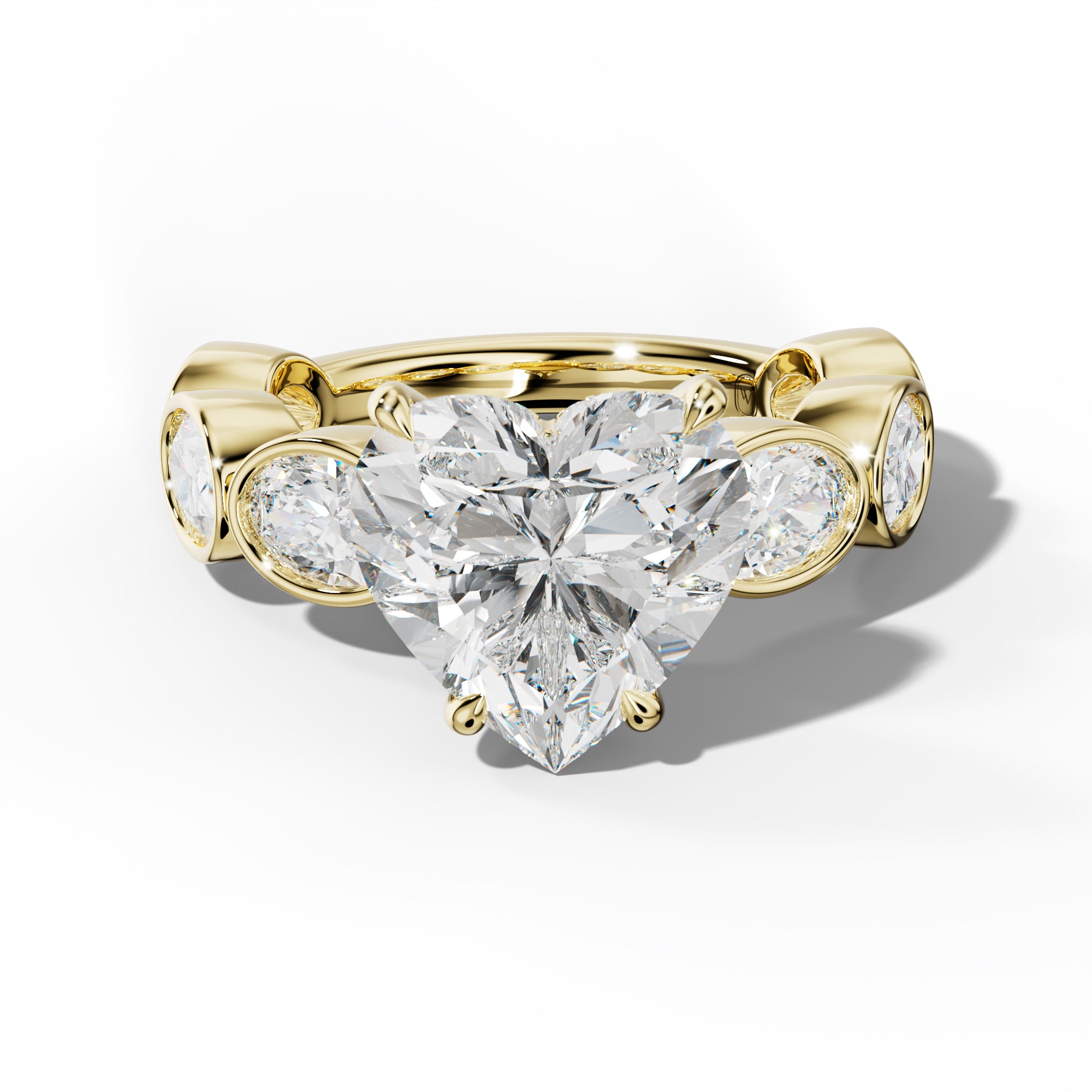 Leilani Heart Diamond Engagement Ring With East West Oval Side Stones
