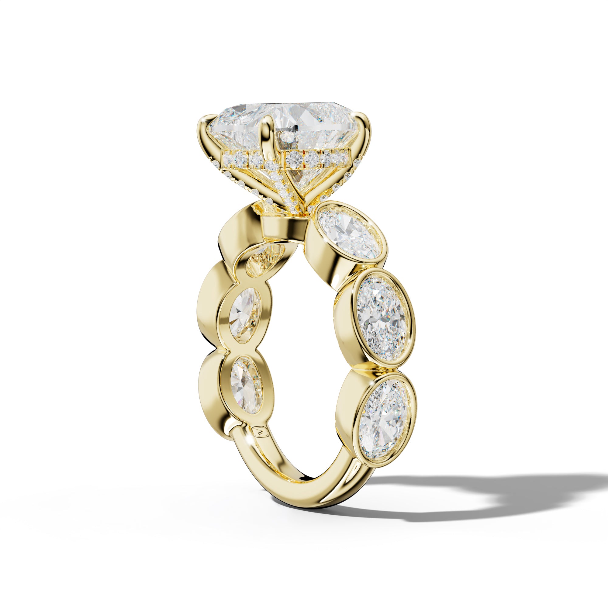 Leilani Heart Diamond Engagement Ring With East West Oval Side Stones