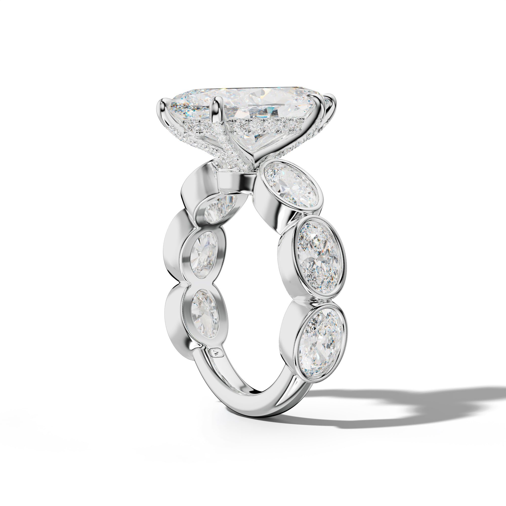 Leilani Marquise Diamond Engagement Ring With East West Oval Side Stones