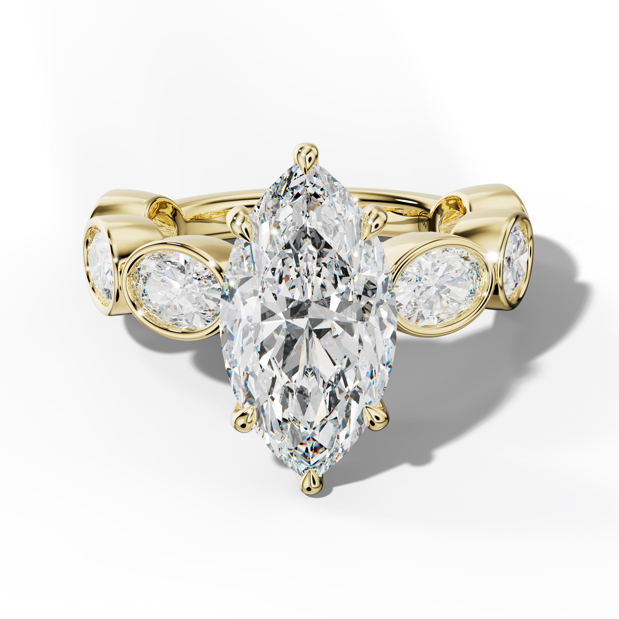 Leilani Marquise Diamond Engagement Ring With East West Oval Side Stones