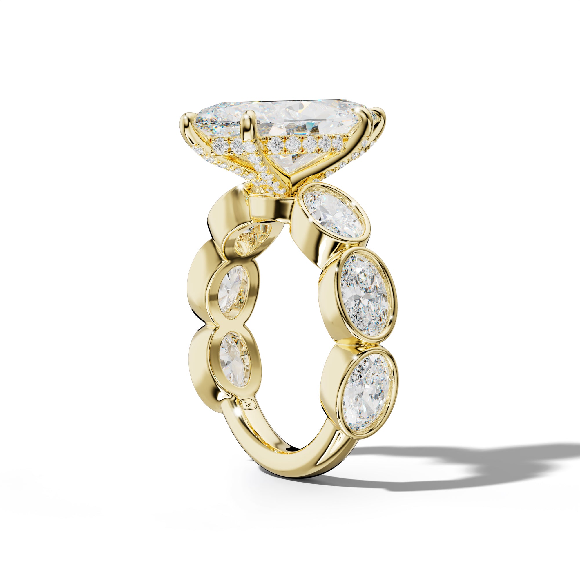 Leilani Marquise Diamond Engagement Ring With East West Oval Side Stones