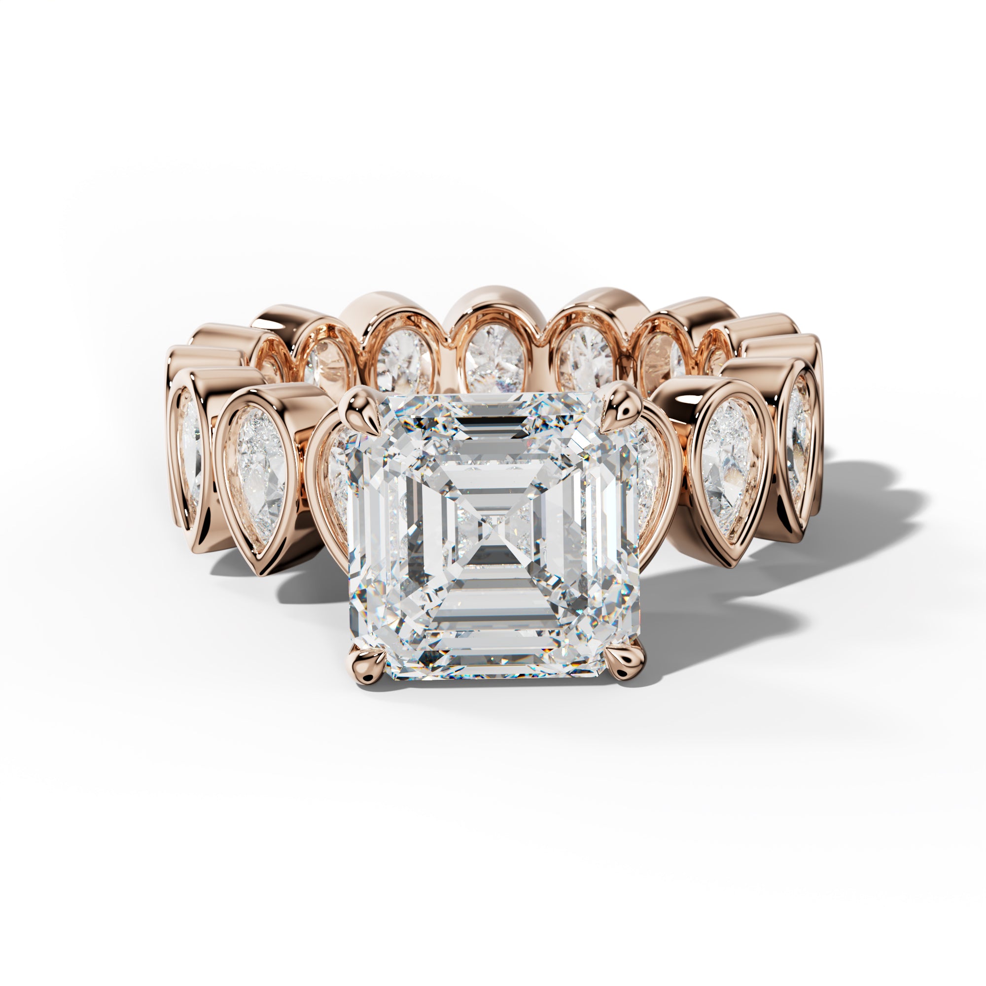 Wrenley Asscher Diamond Engagement Ring With Pear Side Stones