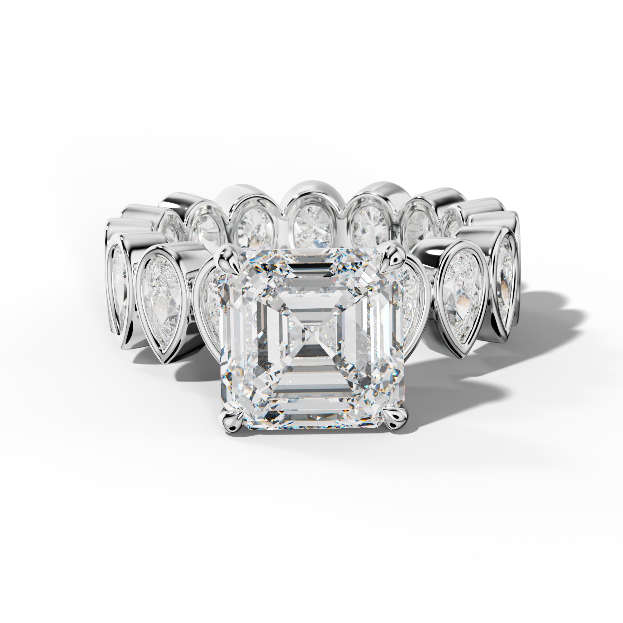 Wrenley Asscher Diamond Engagement Ring With Pear Side Stones