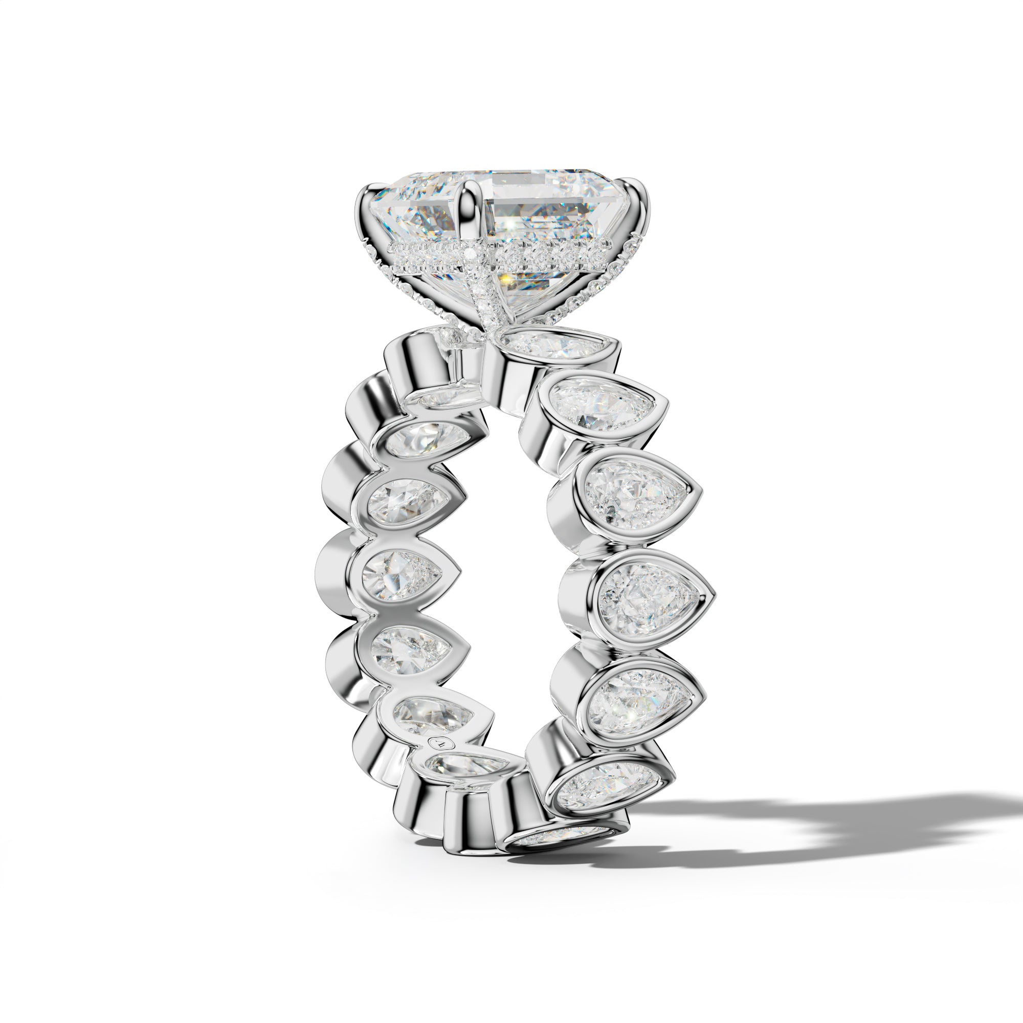 Wrenley Asscher Diamond Engagement Ring With Pear Side Stones
