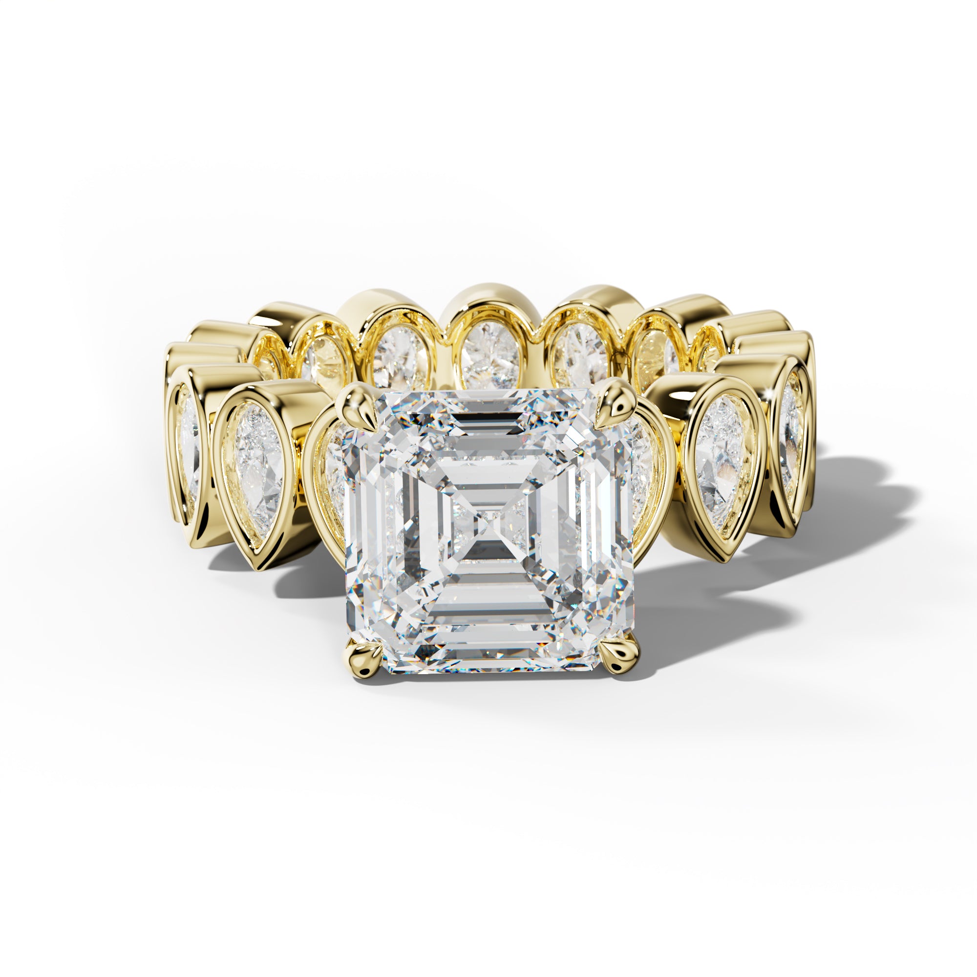 Wrenley Asscher Diamond Engagement Ring With Pear Side Stones