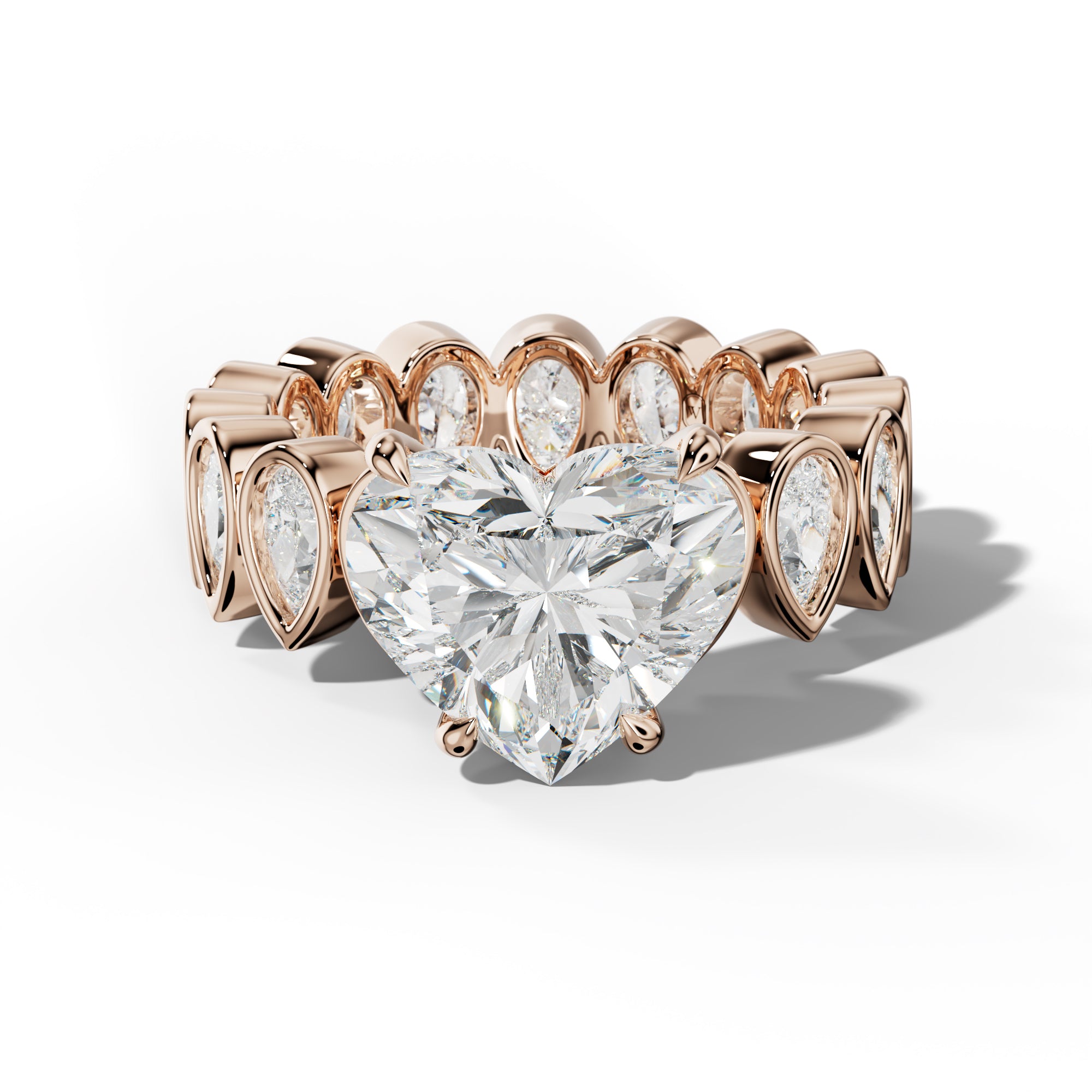 Wrenley Heart Diamond Engagement Ring With Pear Side Stones