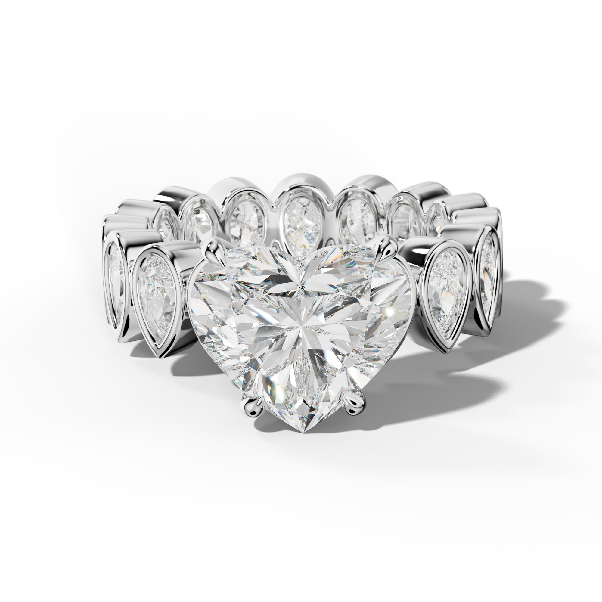 Wrenley Heart Diamond Engagement Ring With Pear Side Stones