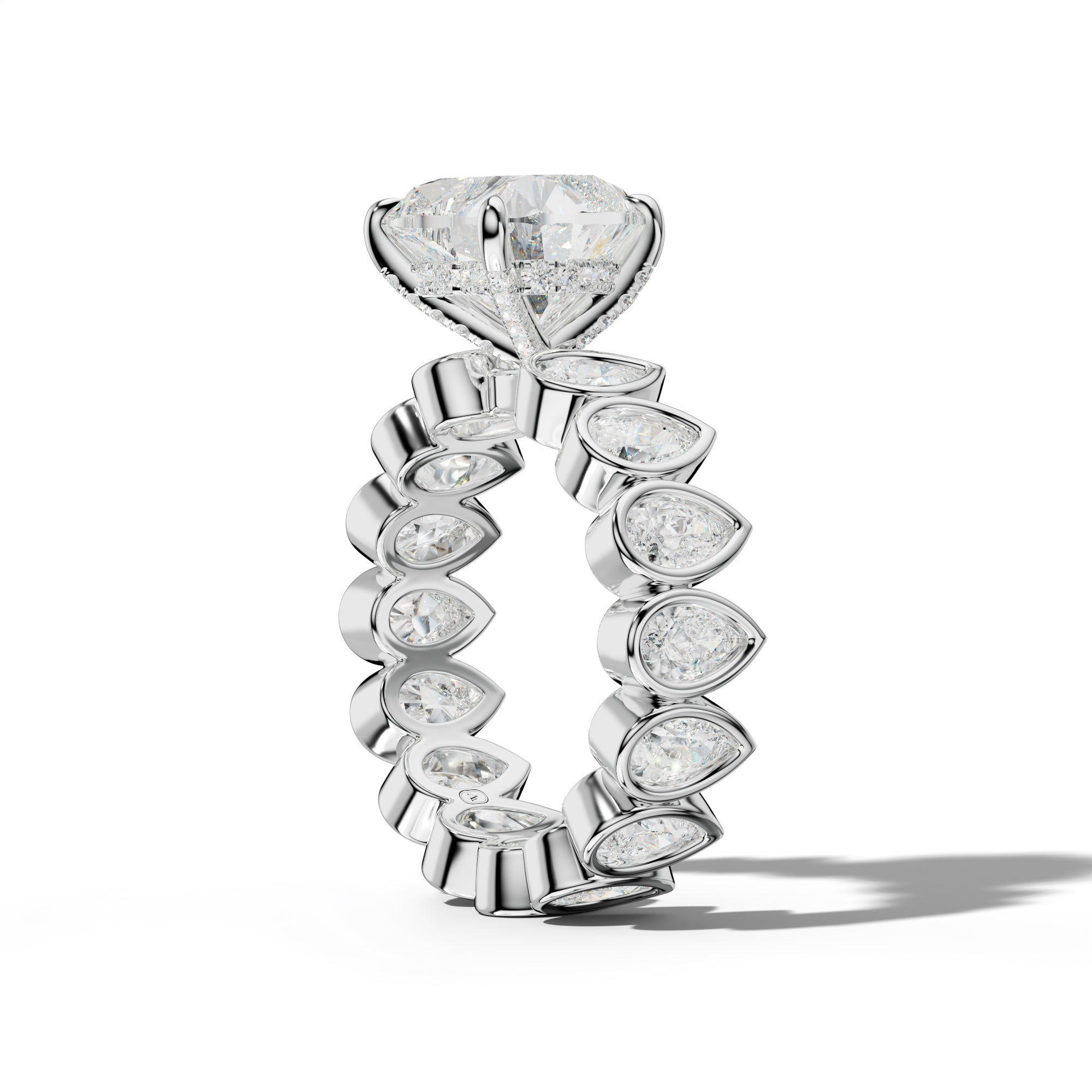 Wrenley Heart Diamond Engagement Ring With Pear Side Stones