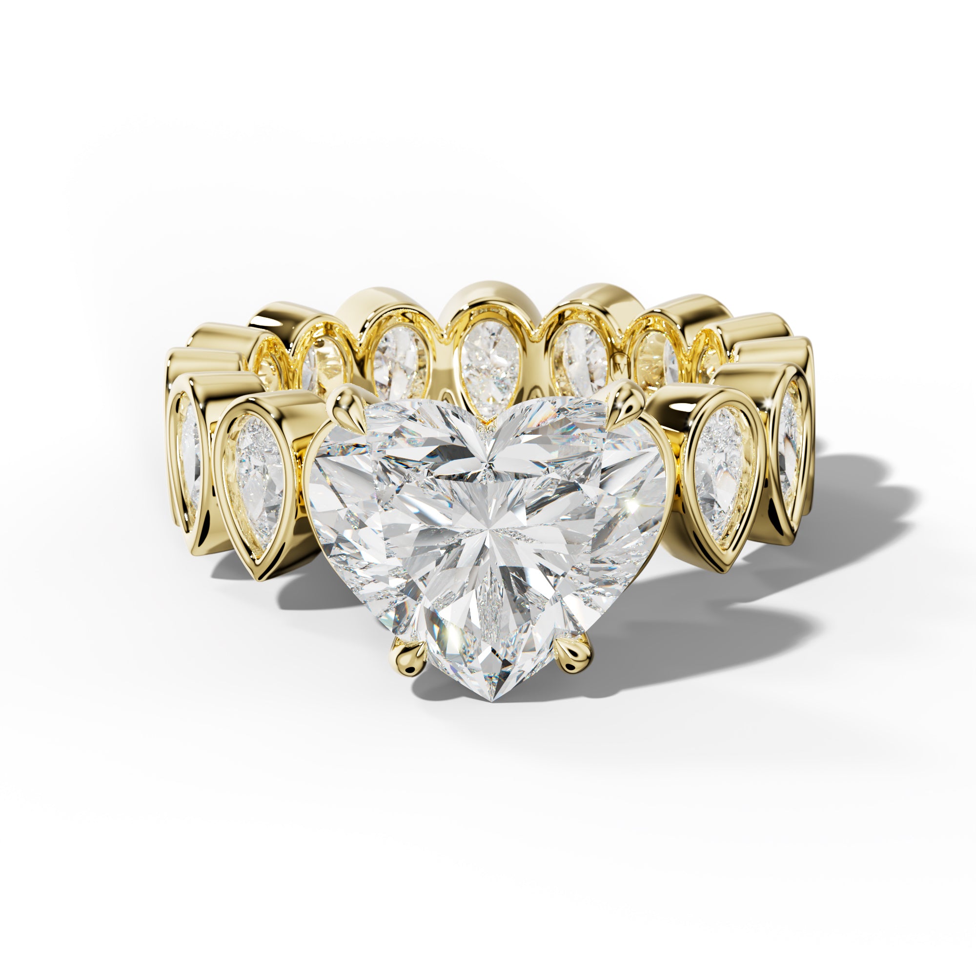 Wrenley Heart Diamond Engagement Ring With Pear Side Stones