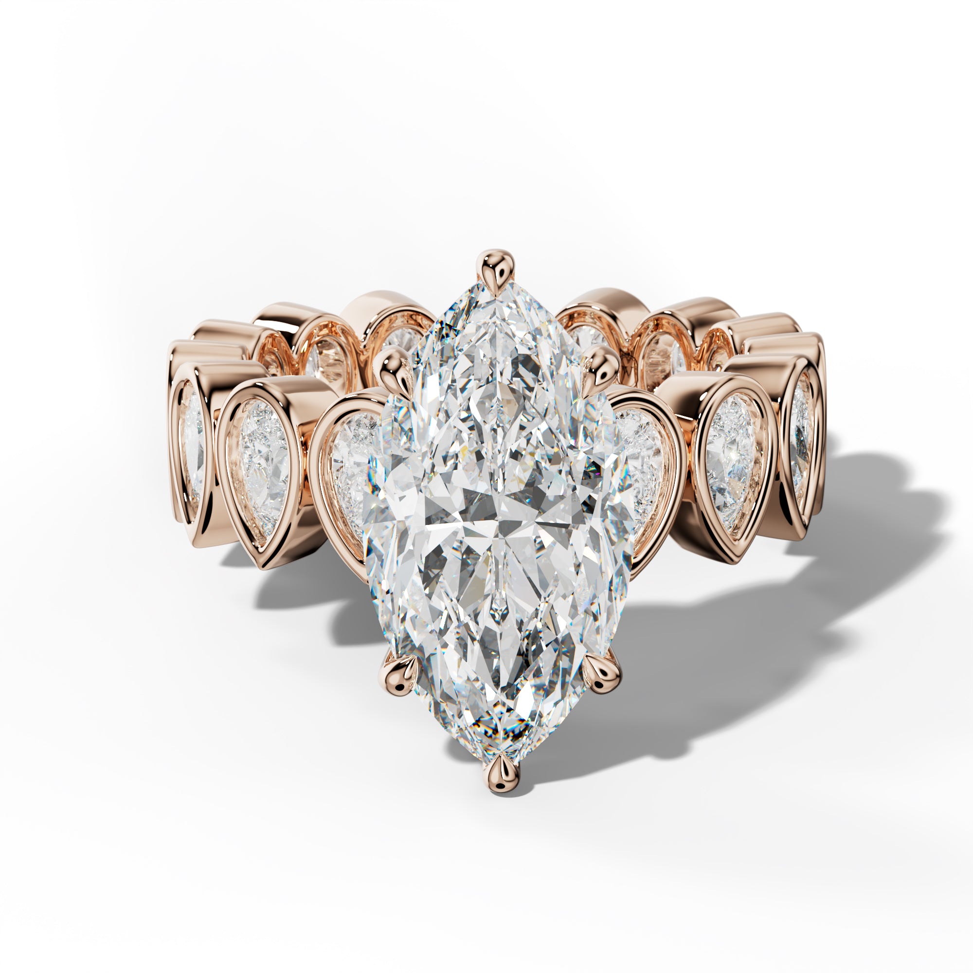 Wrenley Marquise Diamond Engagement Ring With Pear Side Stones