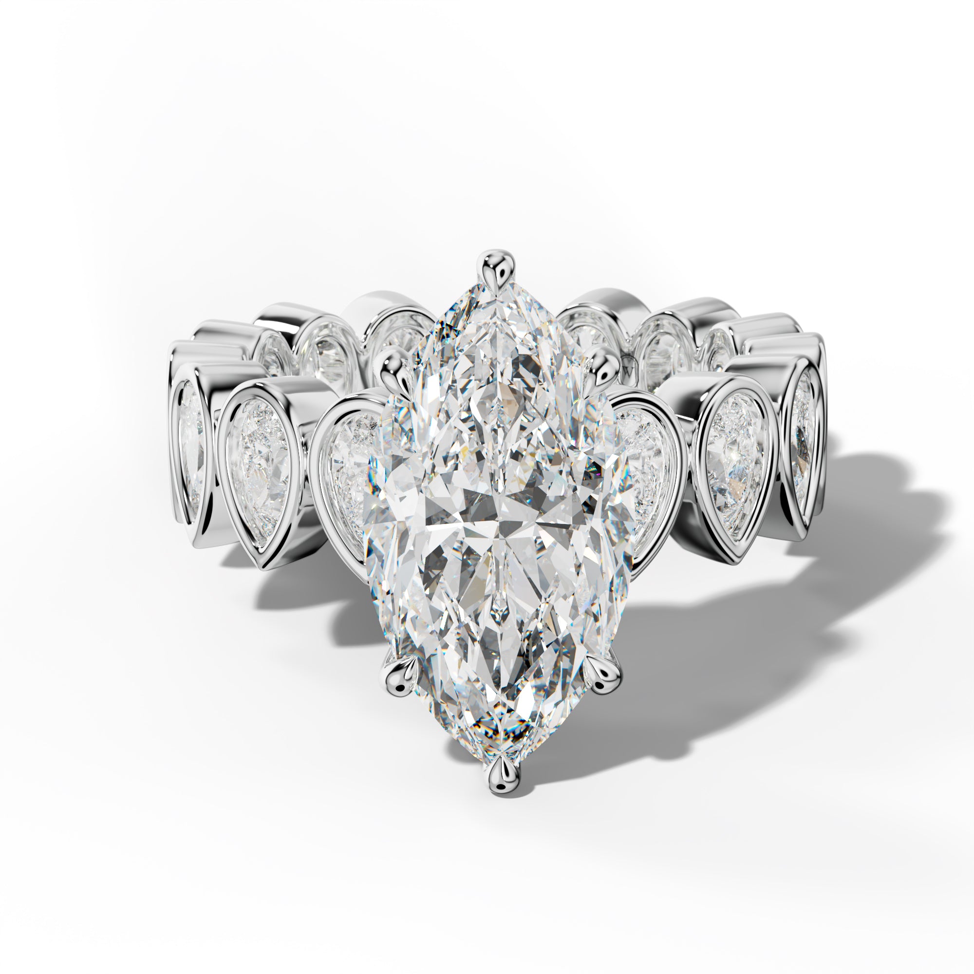 Wrenley Marquise Diamond Engagement Ring With Pear Side Stones