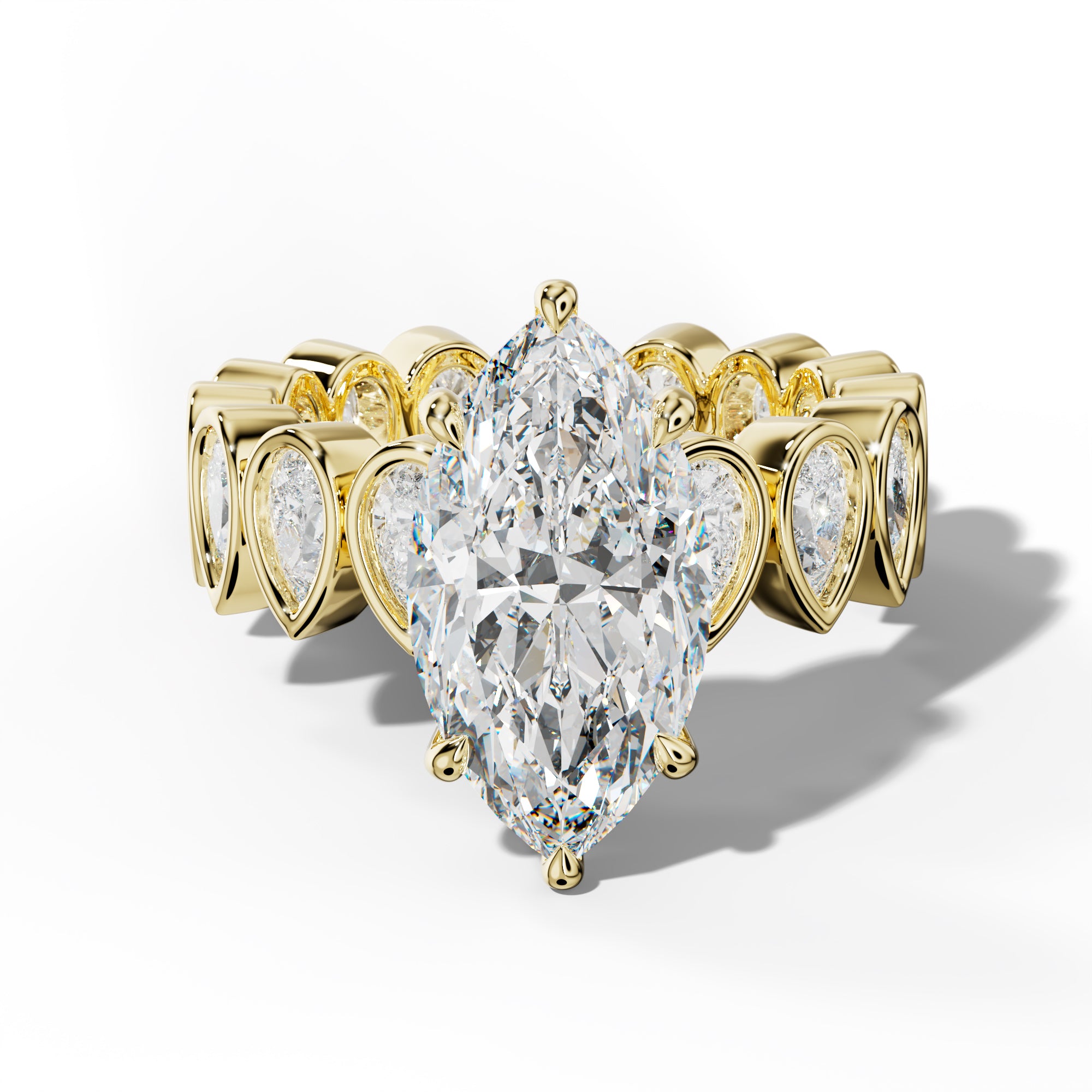 Wrenley Marquise Diamond Engagement Ring With Pear Side Stones