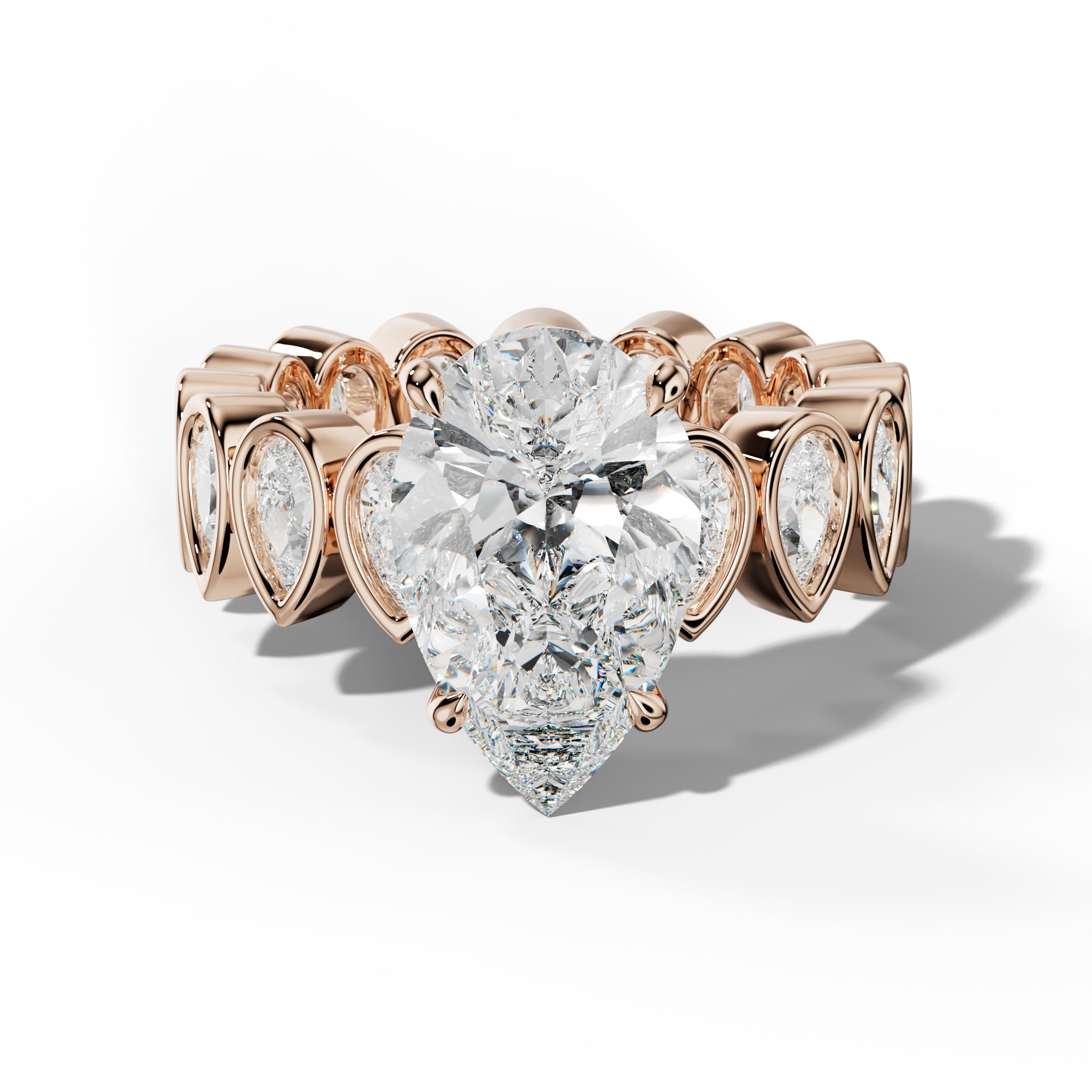 Wrenley Pear Shape Engagement Ring With Pear Side Stones