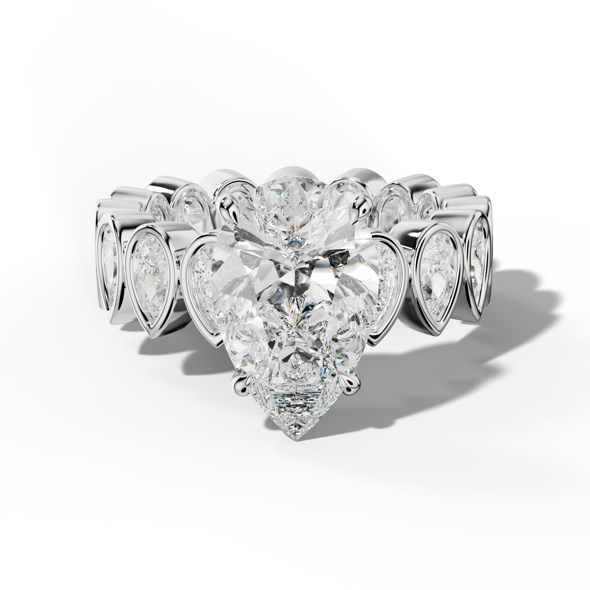 Wrenley Pear Shape Engagement Ring With Pear Side Stones