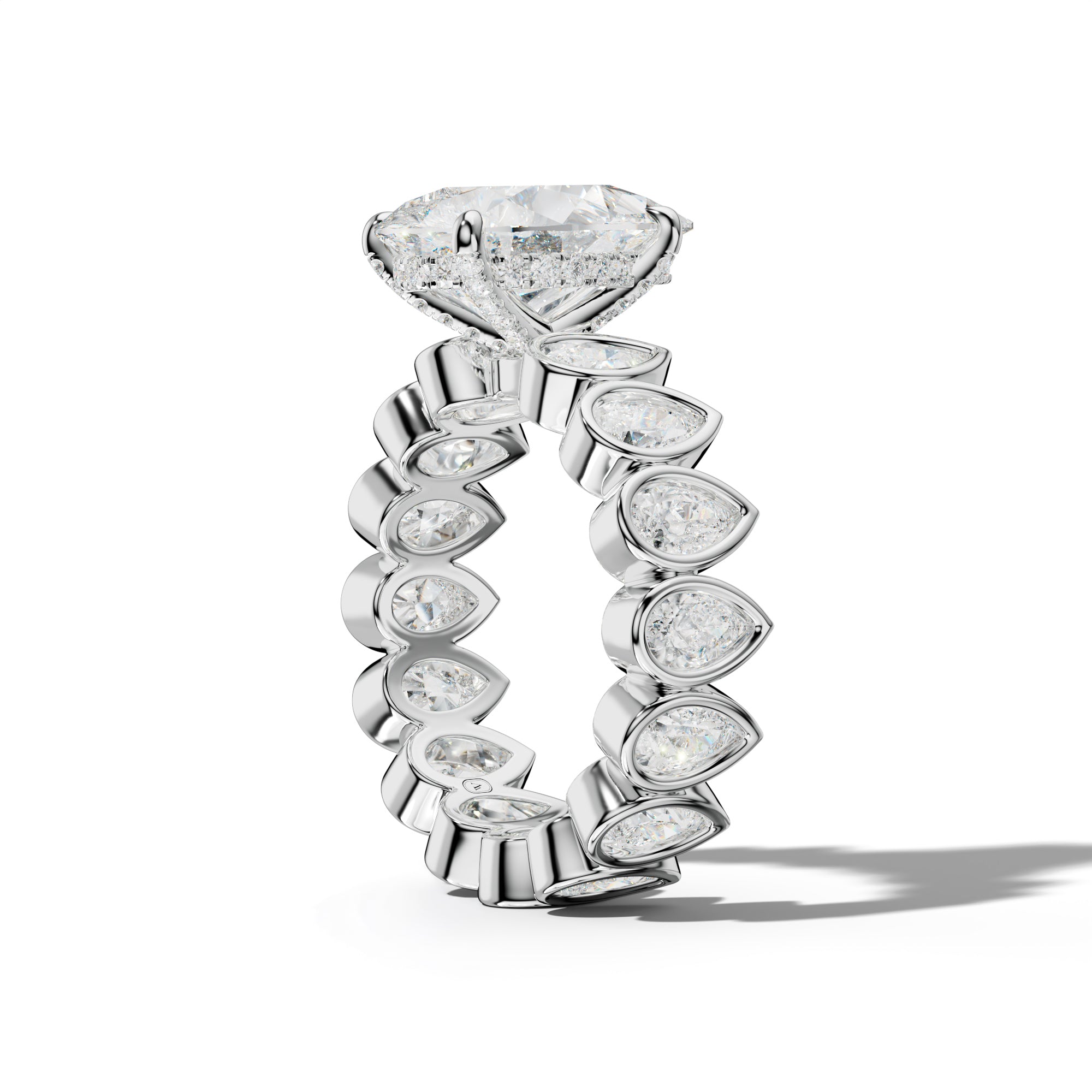 Wrenley Pear Shape Engagement Ring With Pear Side Stones