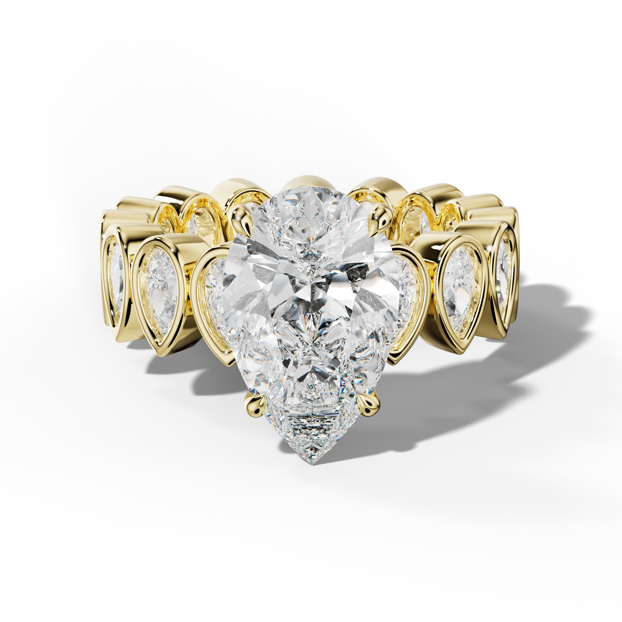 Wrenley Pear Shape Engagement Ring With Pear Side Stones