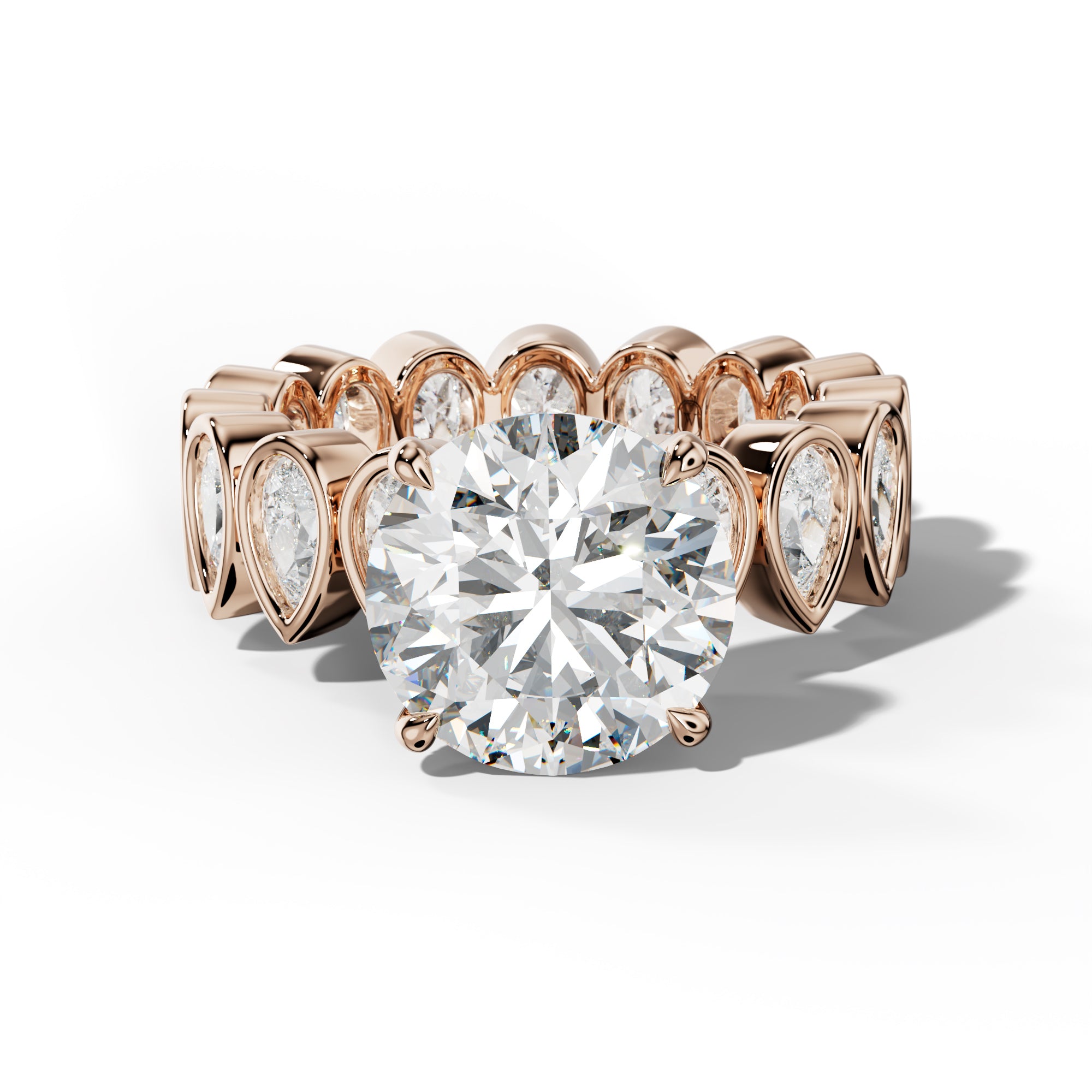 Wrenley Round Diamond Engagement Ring With Pear Side Stones