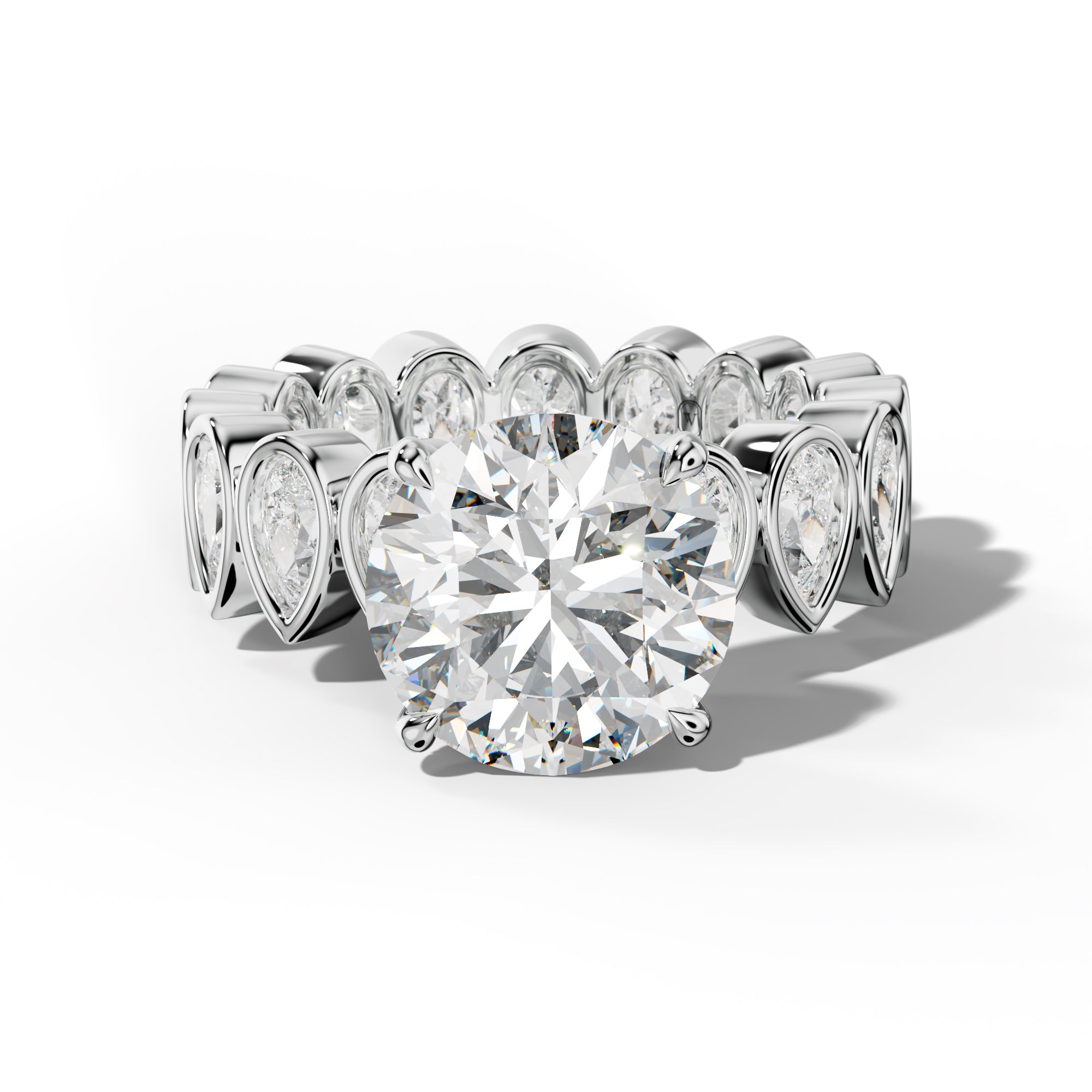 Wrenley Round Diamond Engagement Ring With Pear Side Stones