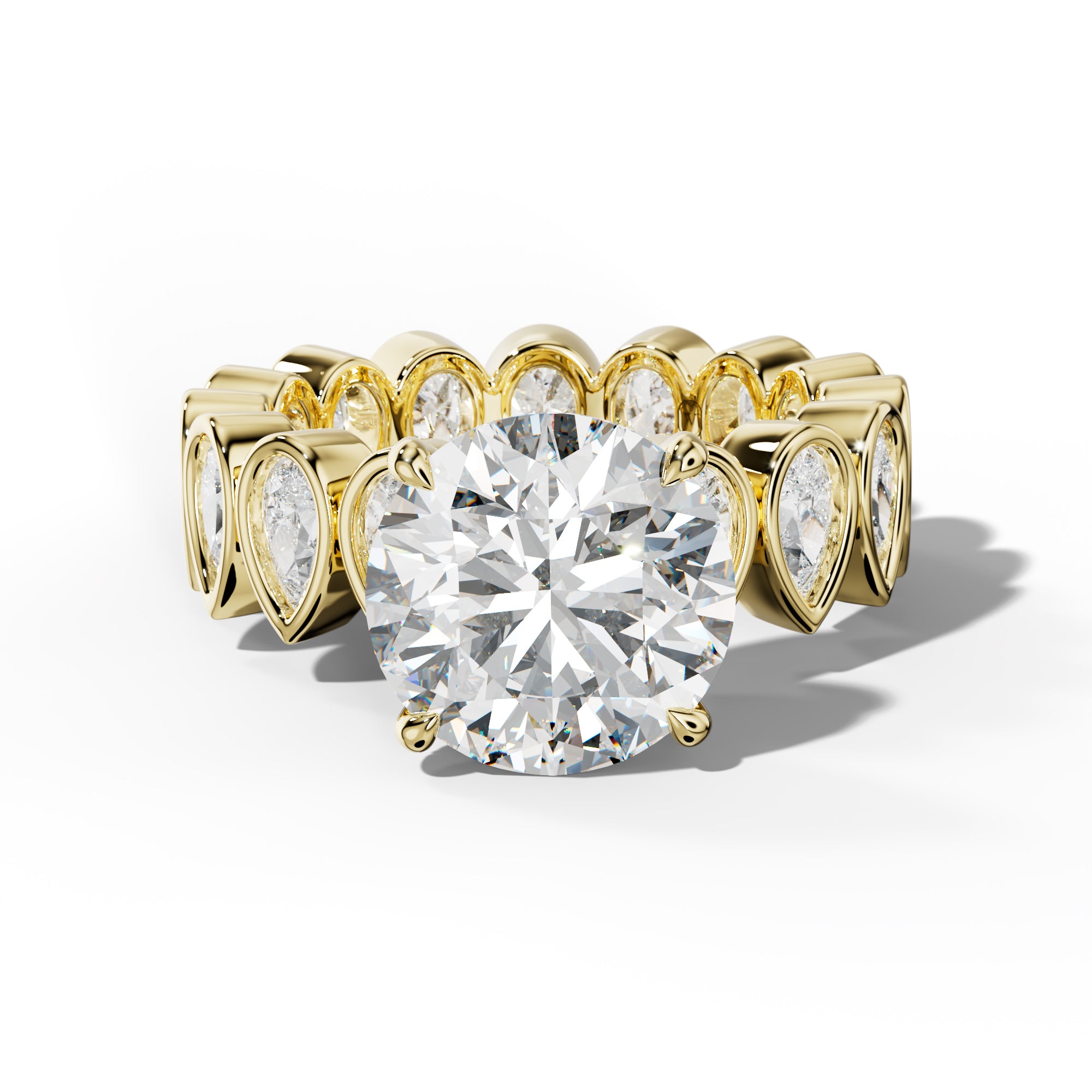 Wrenley Round Diamond Engagement Ring With Pear Side Stones