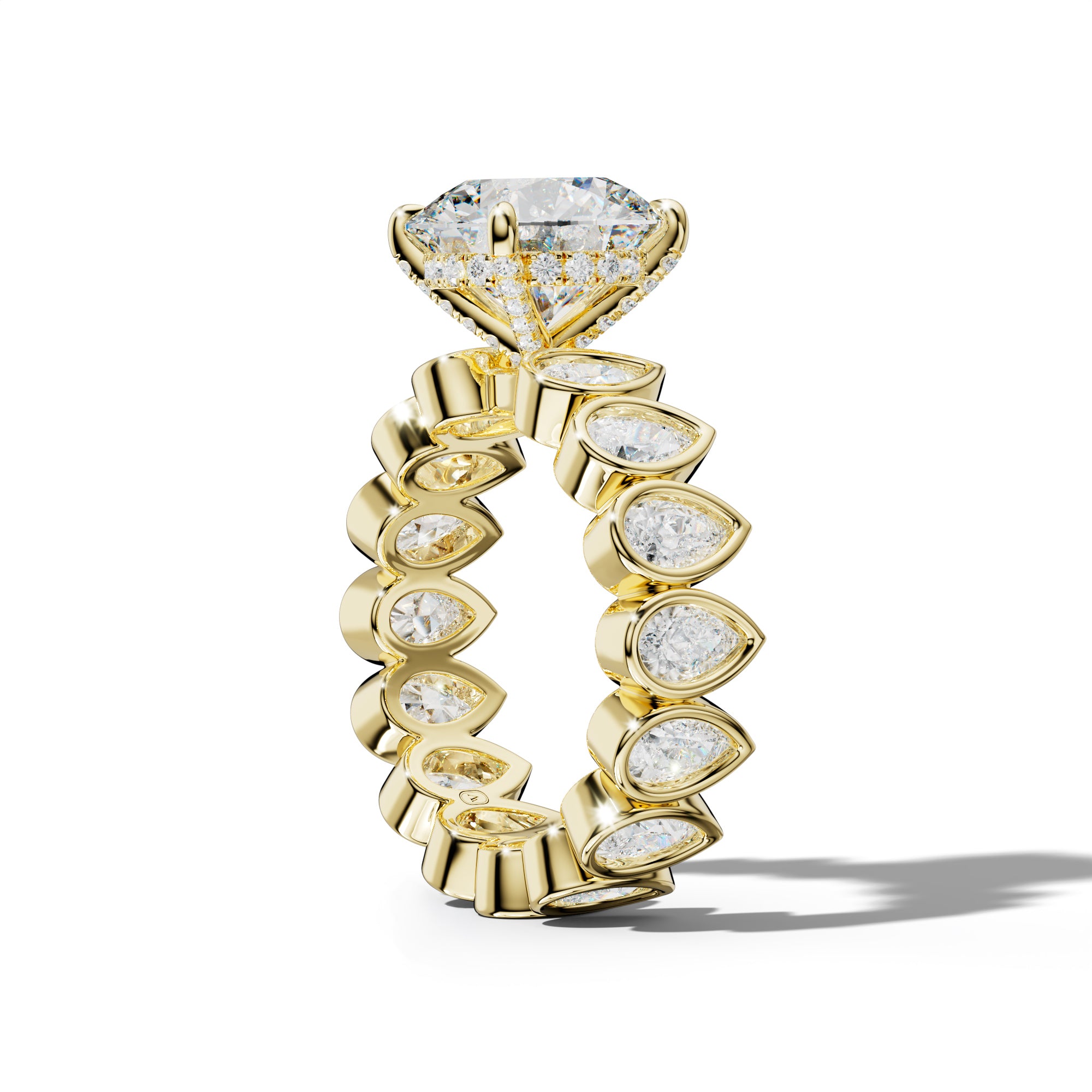 Wrenley Round Diamond Engagement Ring With Pear Side Stones