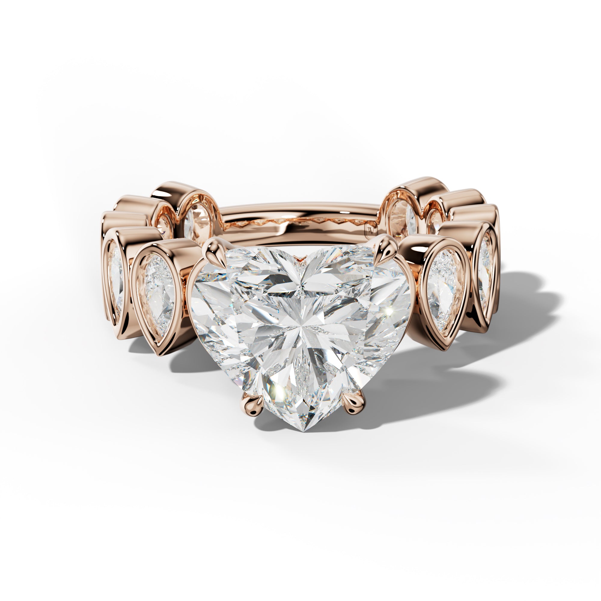 Beatrice Heart Diamond Engagement Ring With Pear Side Stones