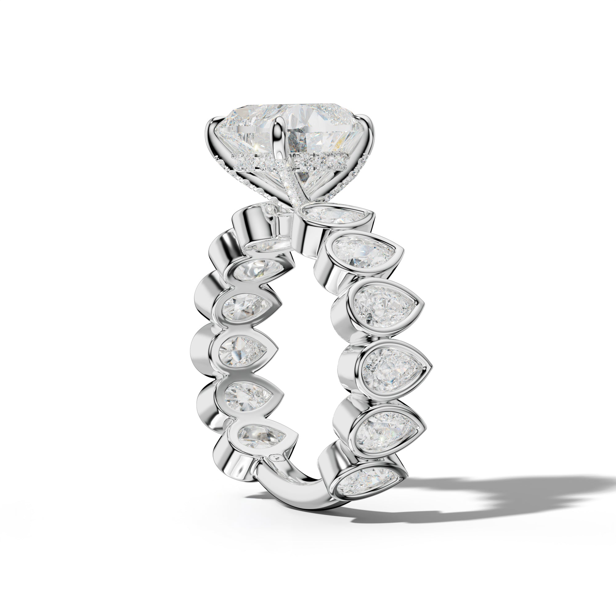 Beatrice Heart Diamond Engagement Ring With Pear Side Stones