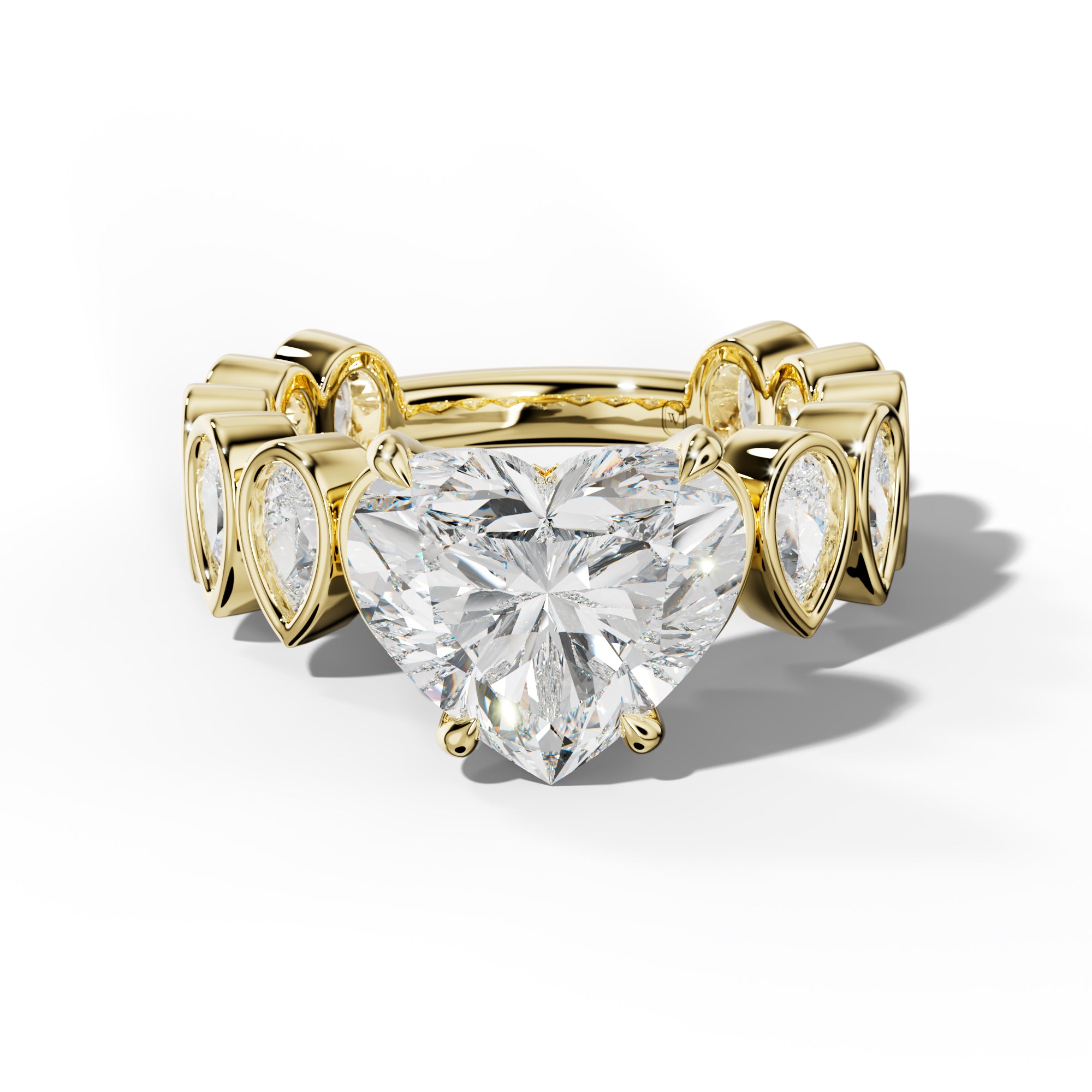Beatrice Heart Diamond Engagement Ring With Pear Side Stones
