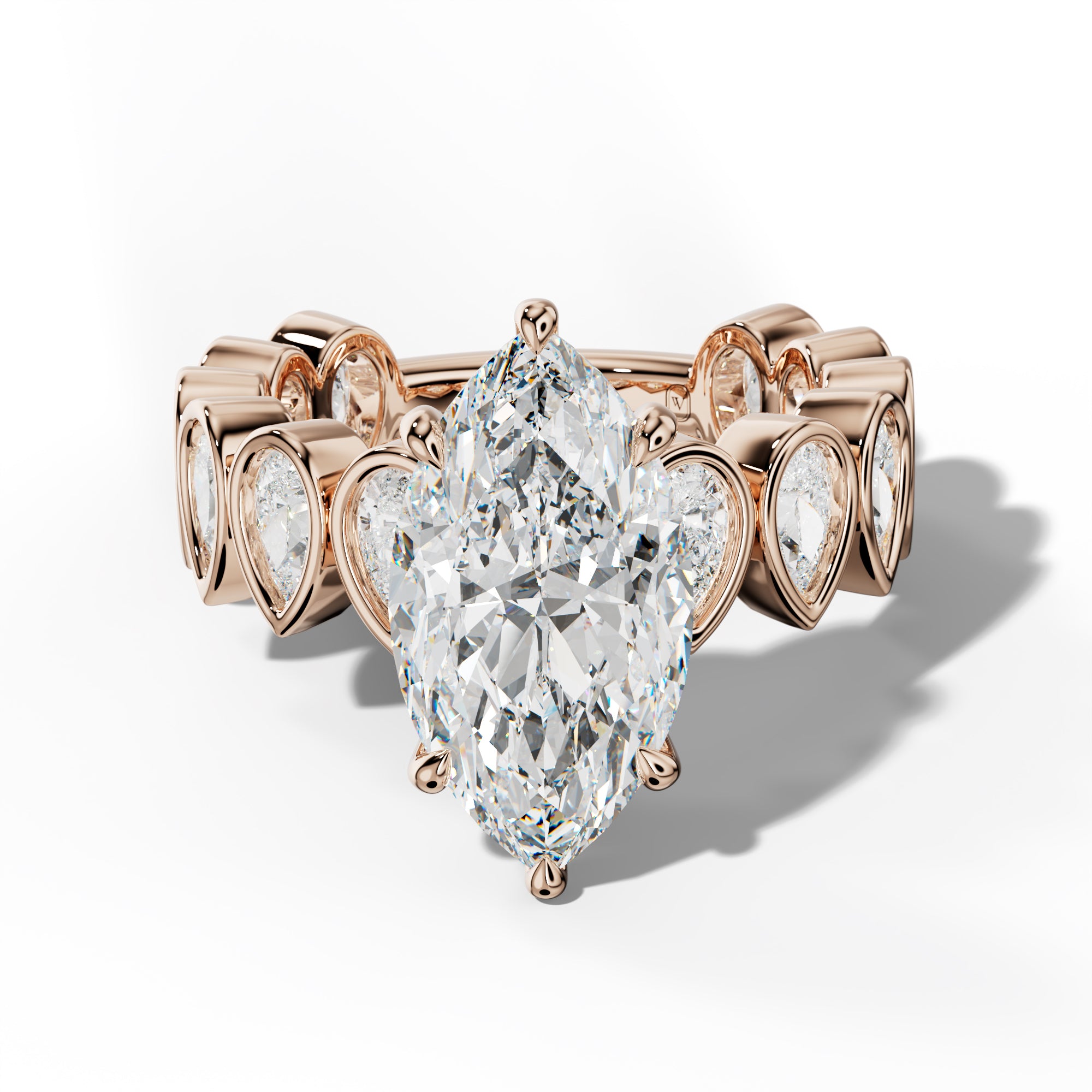 Beatrice Marquise Diamond Engagement Ring With Pear Side Stones