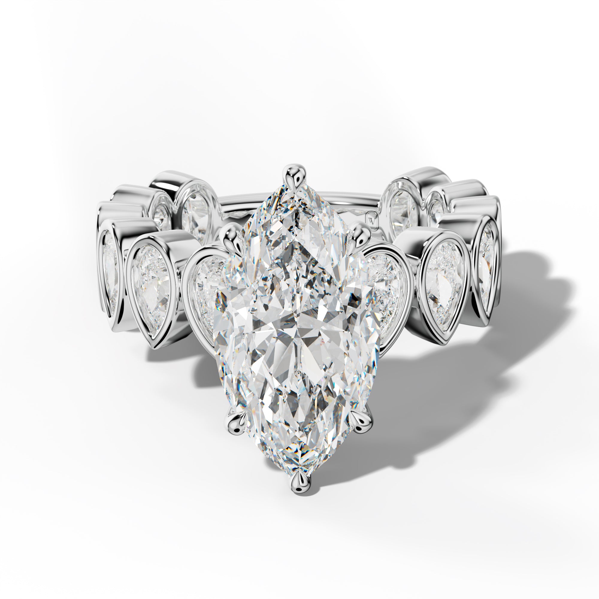 Beatrice Marquise Diamond Engagement Ring With Pear Side Stones