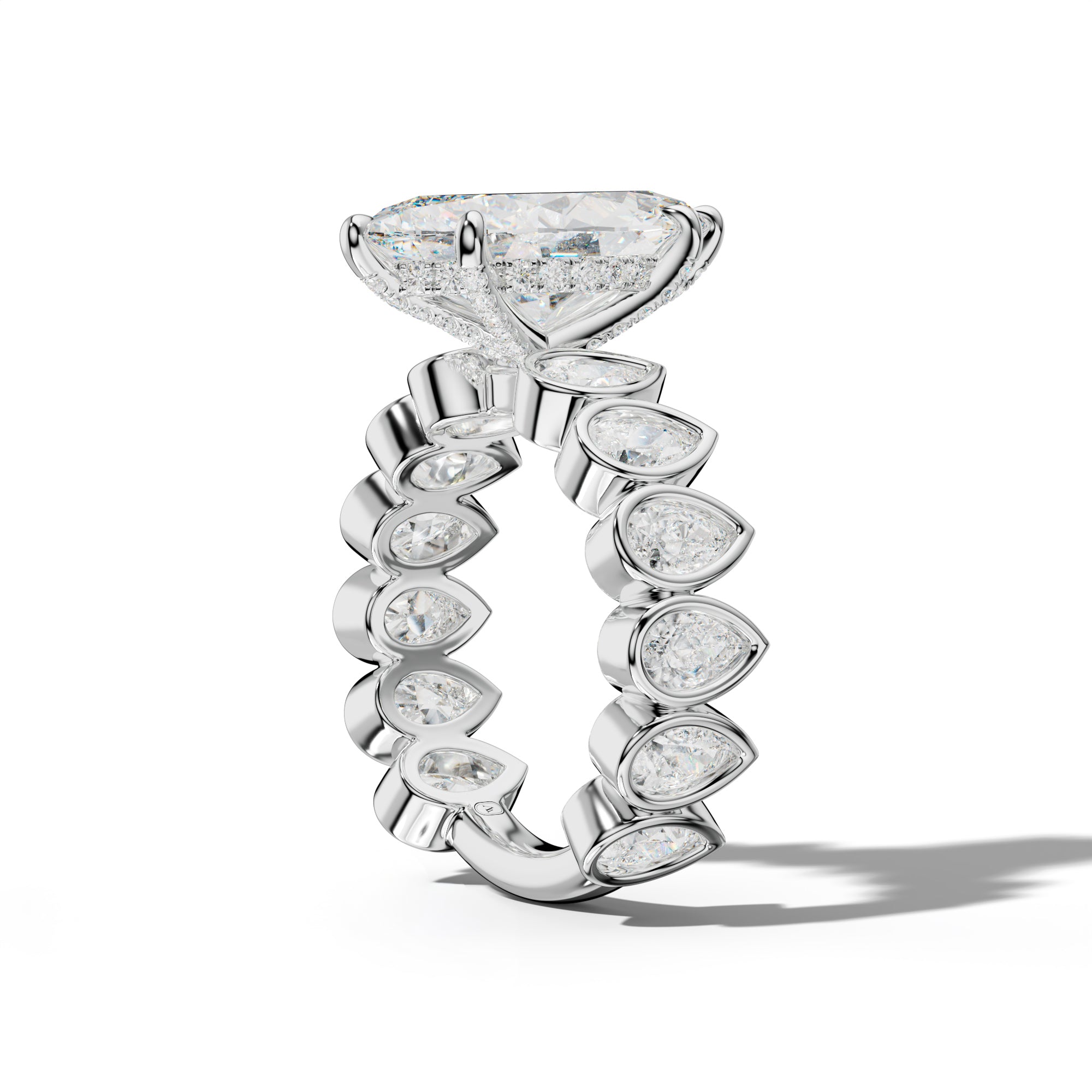 Beatrice Marquise Diamond Engagement Ring With Pear Side Stones