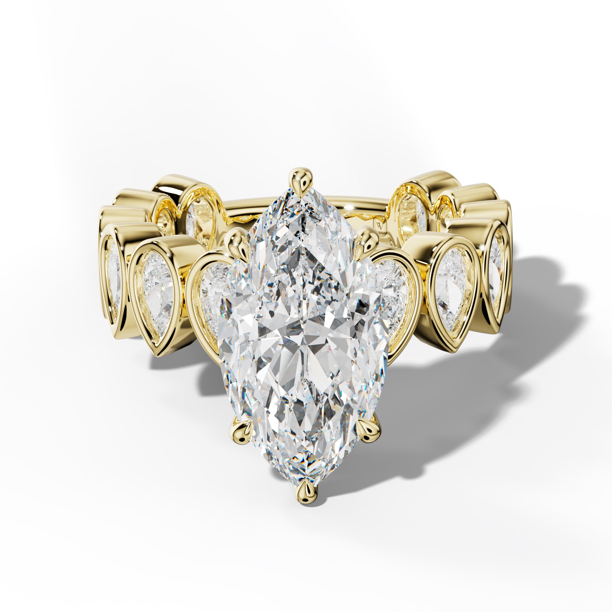 Beatrice Marquise Diamond Engagement Ring With Pear Side Stones
