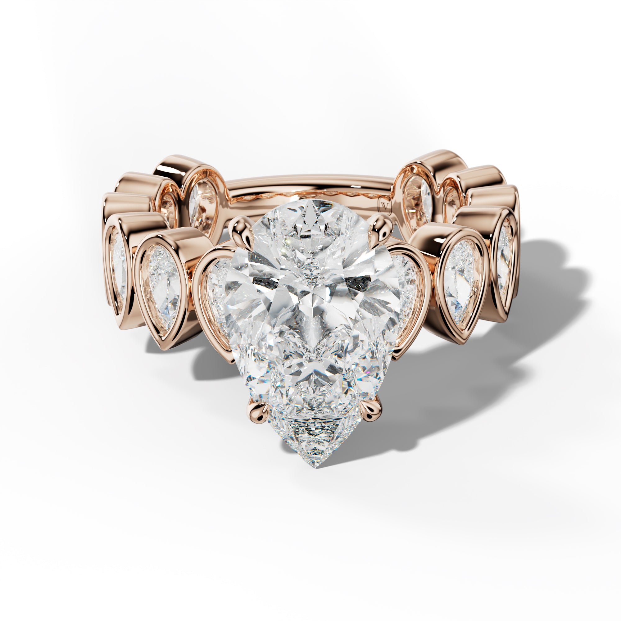 Beatrice Pear Shape Engagement Ring With Pear Side Stones