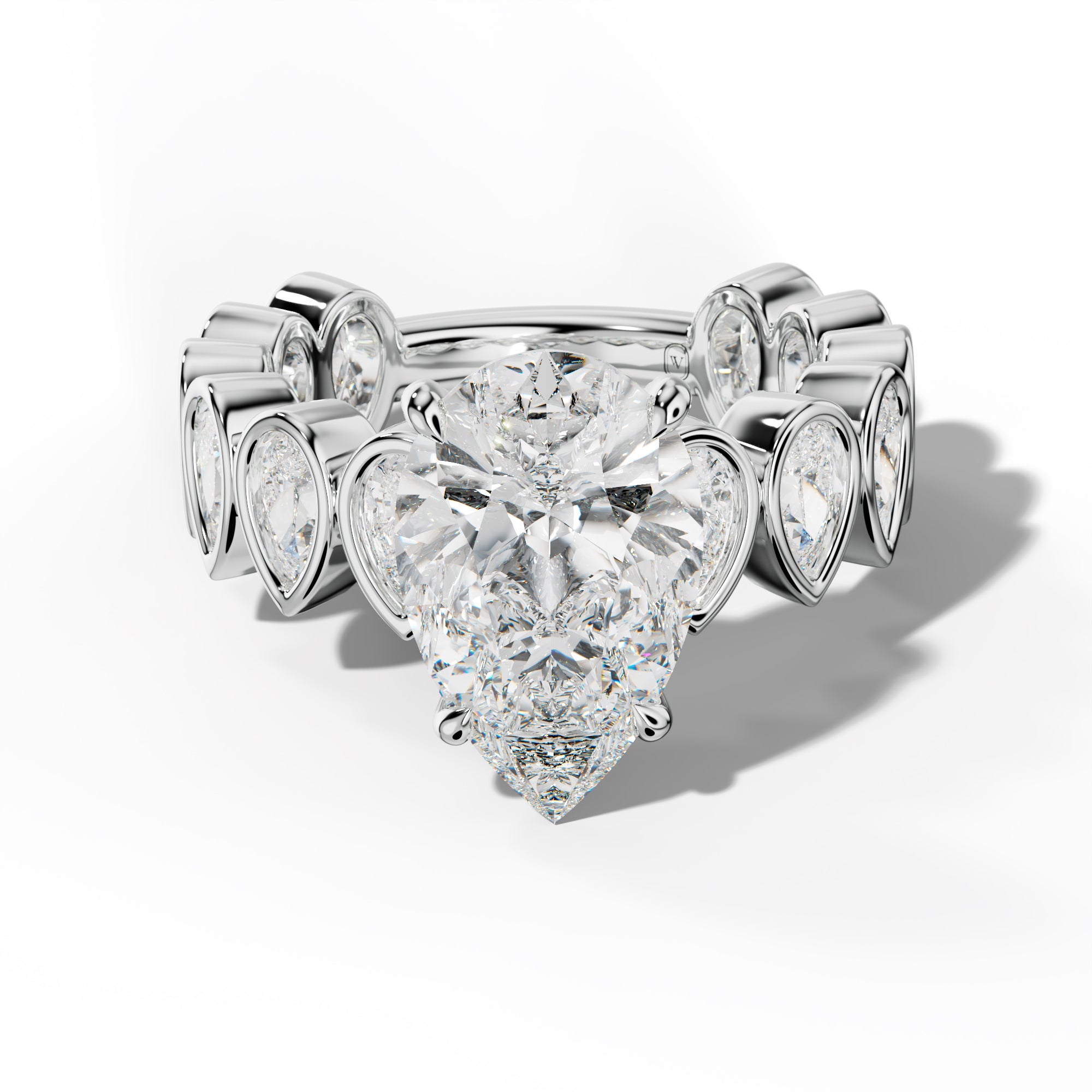 Beatrice Pear Shape Engagement Ring With Pear Side Stones