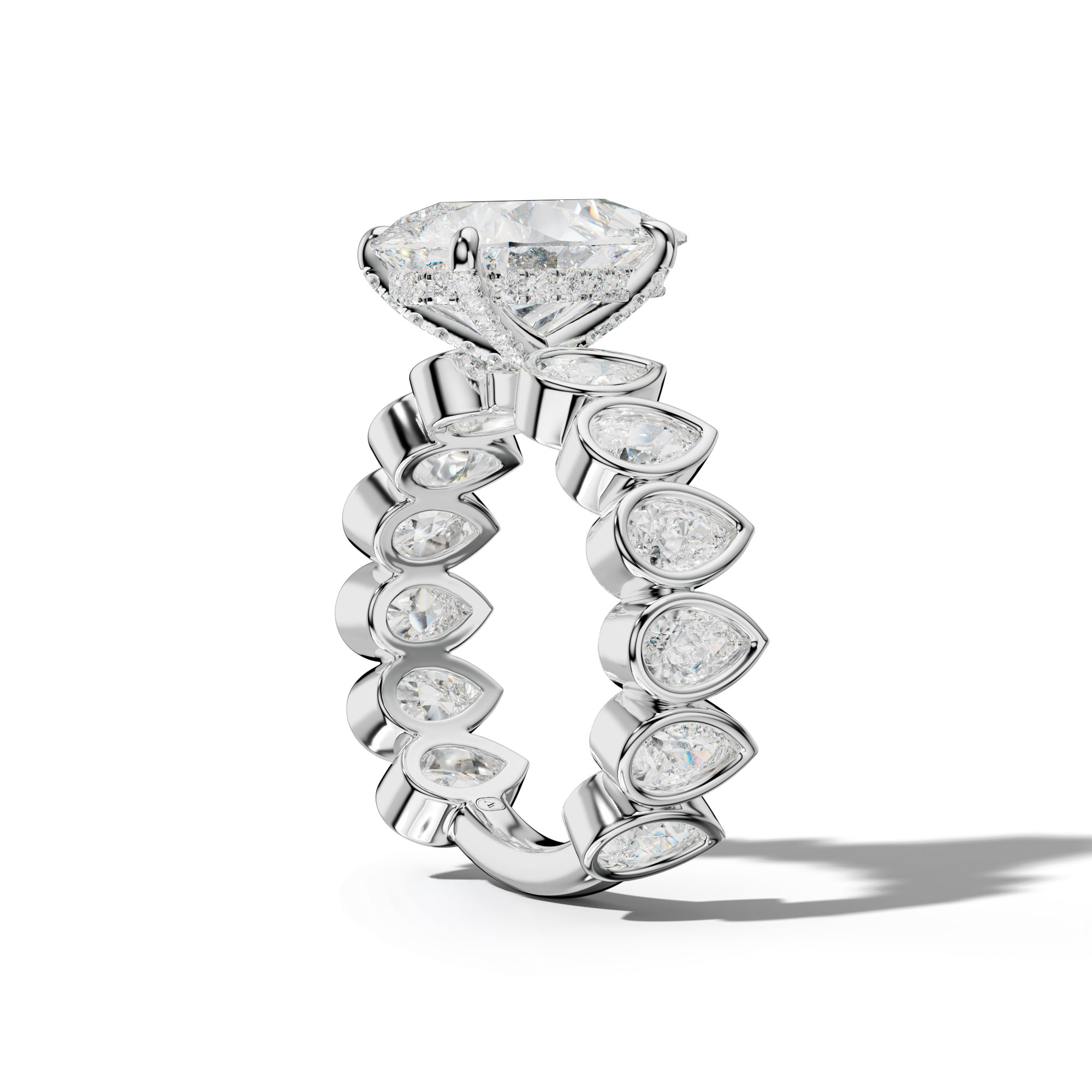 Beatrice Pear Shape Engagement Ring With Pear Side Stones