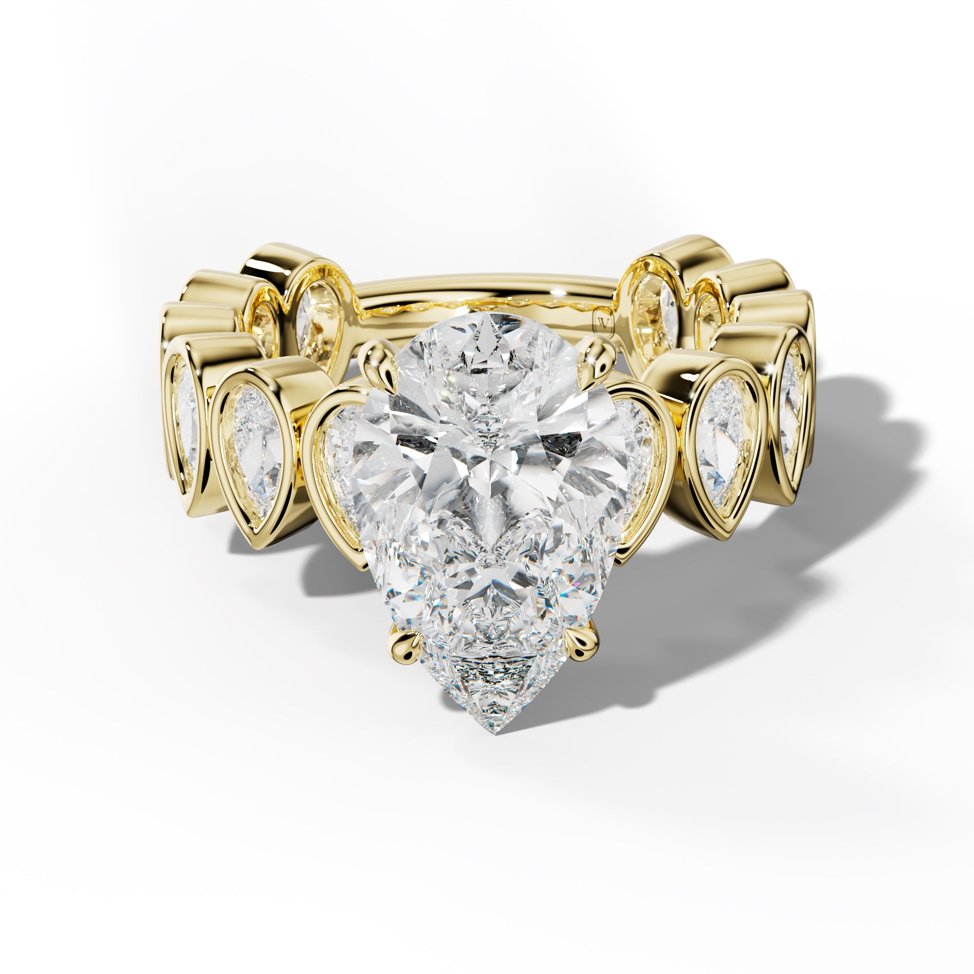 Beatrice Pear Shape Engagement Ring With Pear Side Stones
