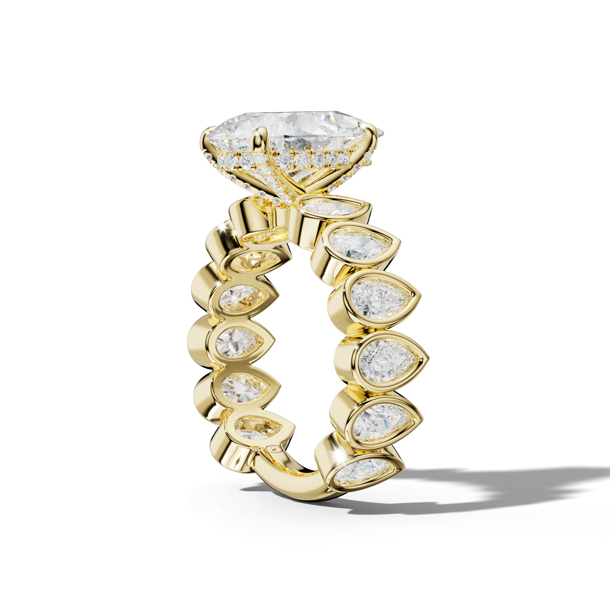 Beatrice Pear Shape Engagement Ring With Pear Side Stones
