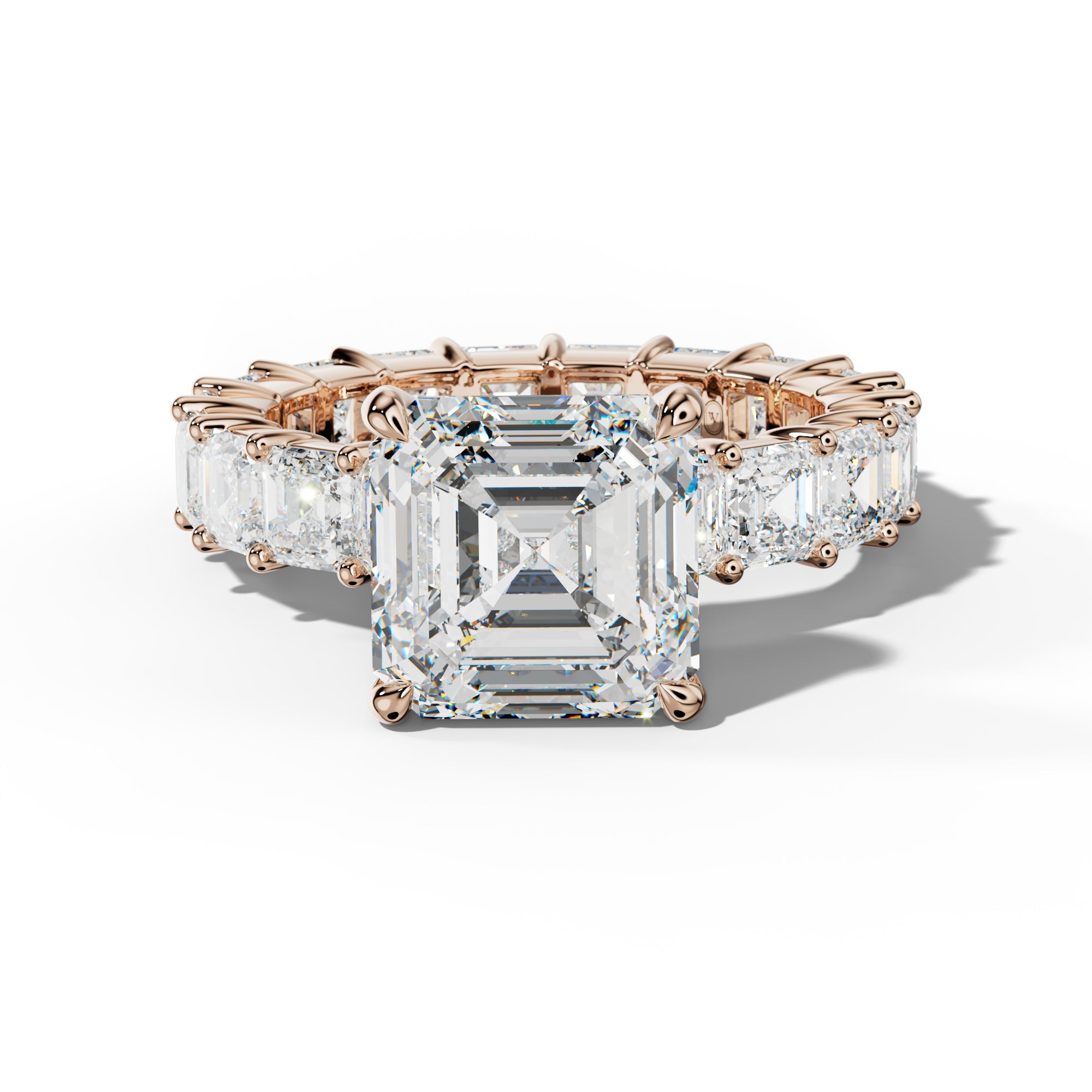 Kiara Asscher Diamond Engagement Ring With Asscher Side Stones