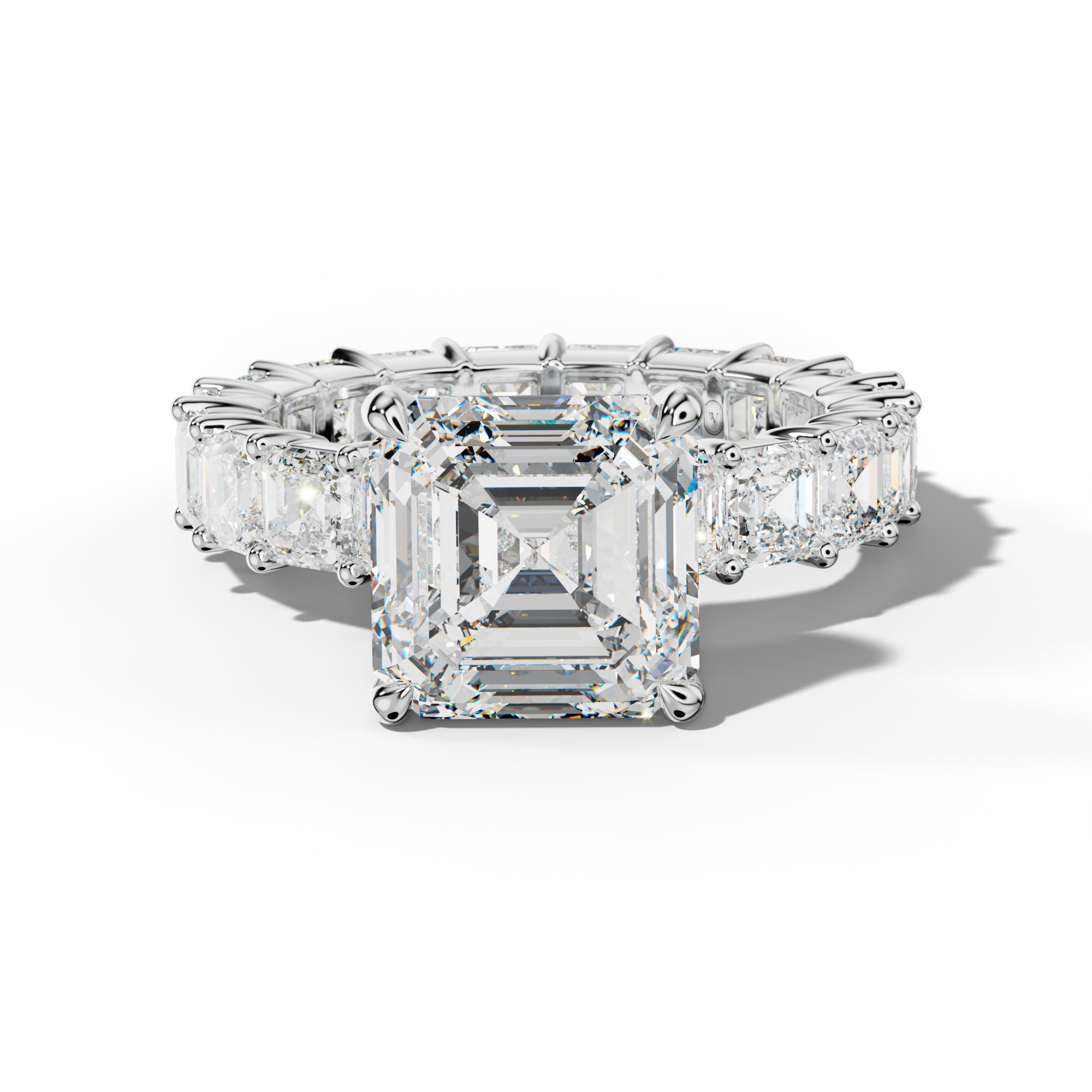 Kiara Asscher Diamond Engagement Ring With Asscher Side Stones