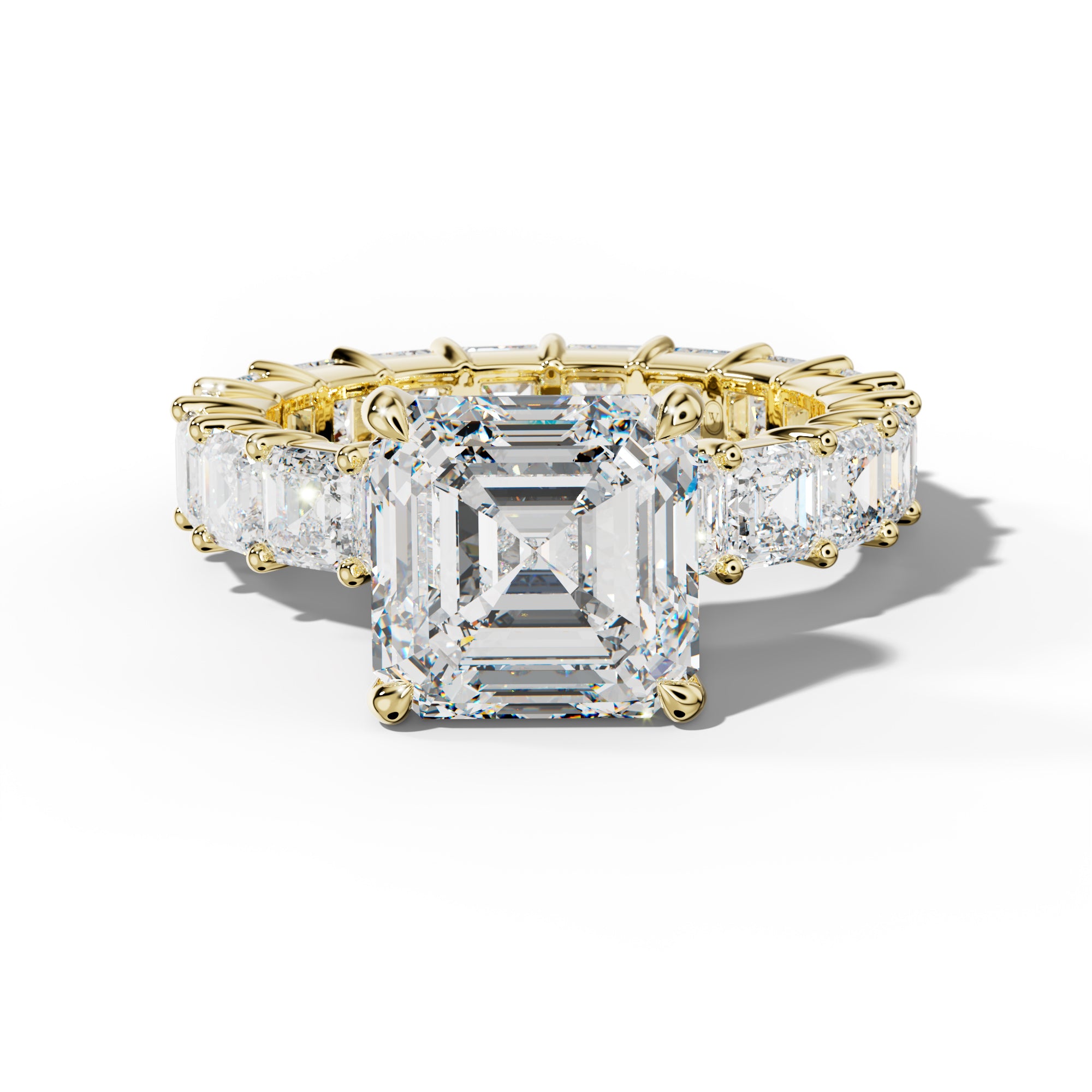 Kiara Asscher Diamond Engagement Ring With Asscher Side Stones