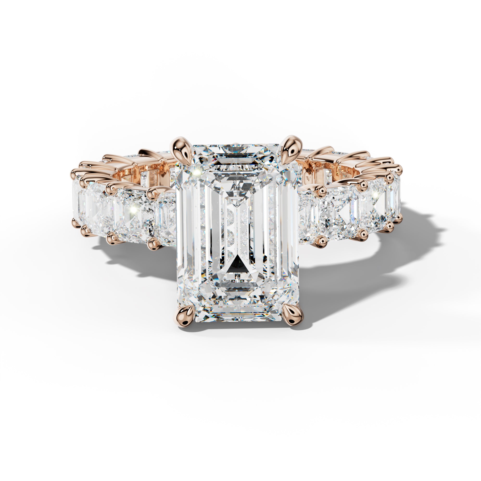 Kiara Emerald Cut Engagement Ring With Asscher Side Stones