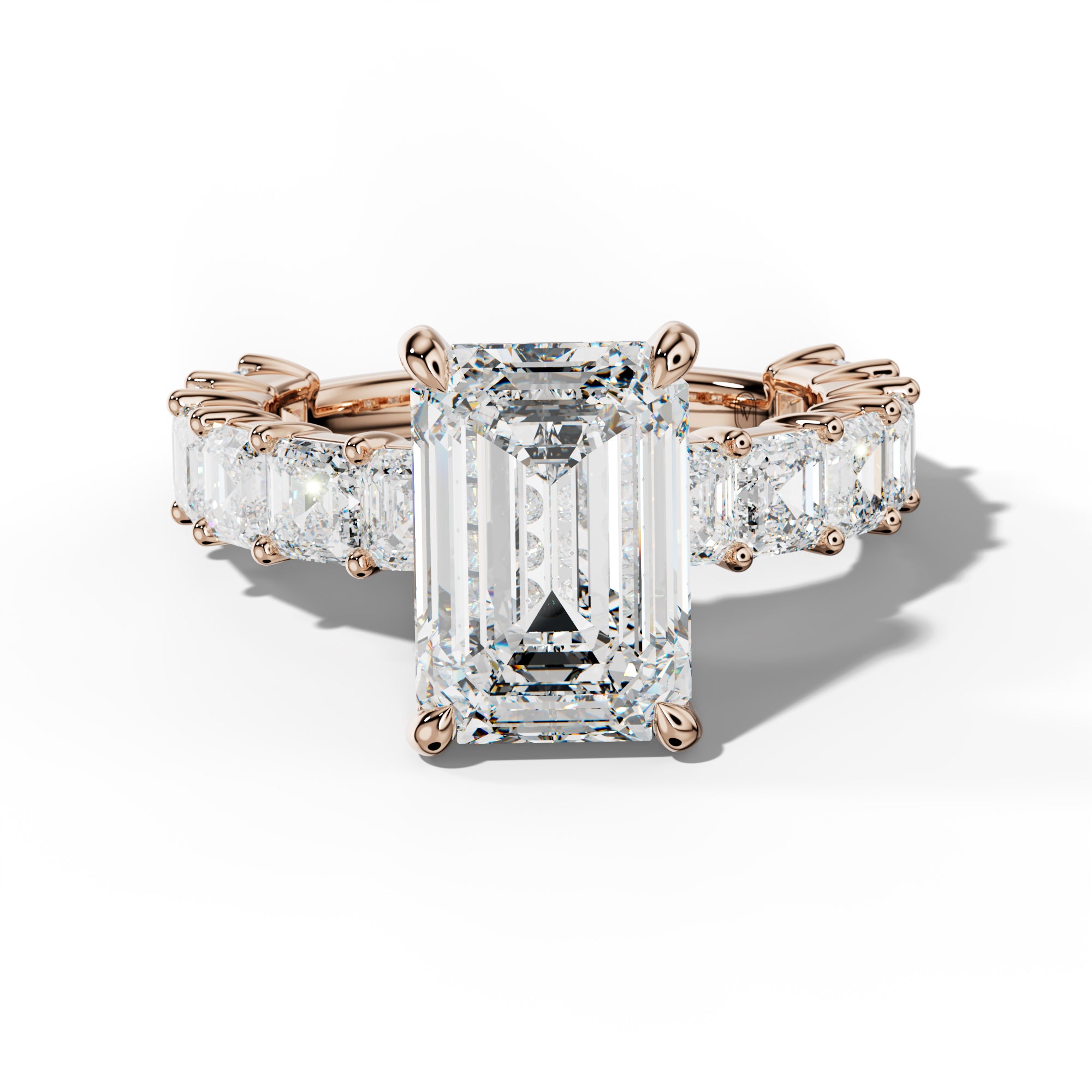 Soleil Emerald Cut Engagement Ring With Asscher Side Stones
