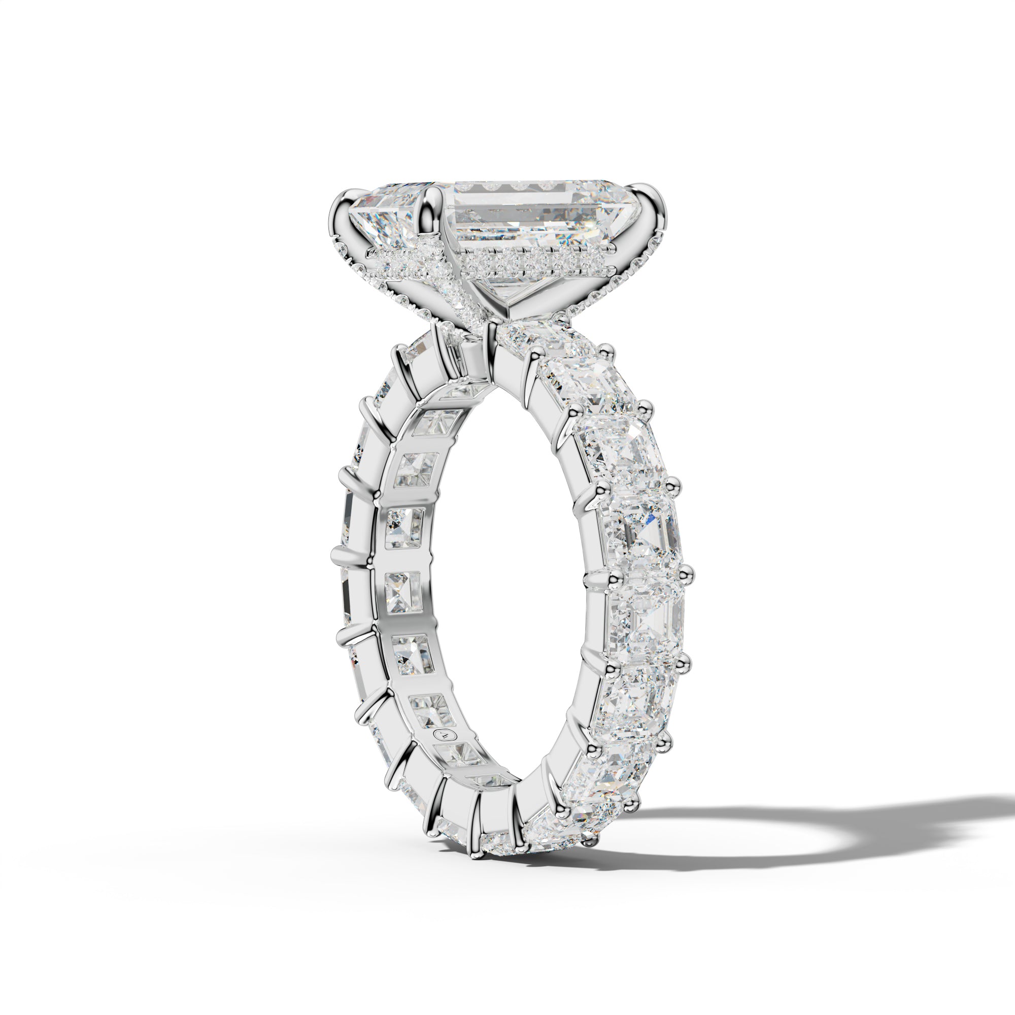 Kiara Emerald Cut Engagement Ring With Asscher Side Stones